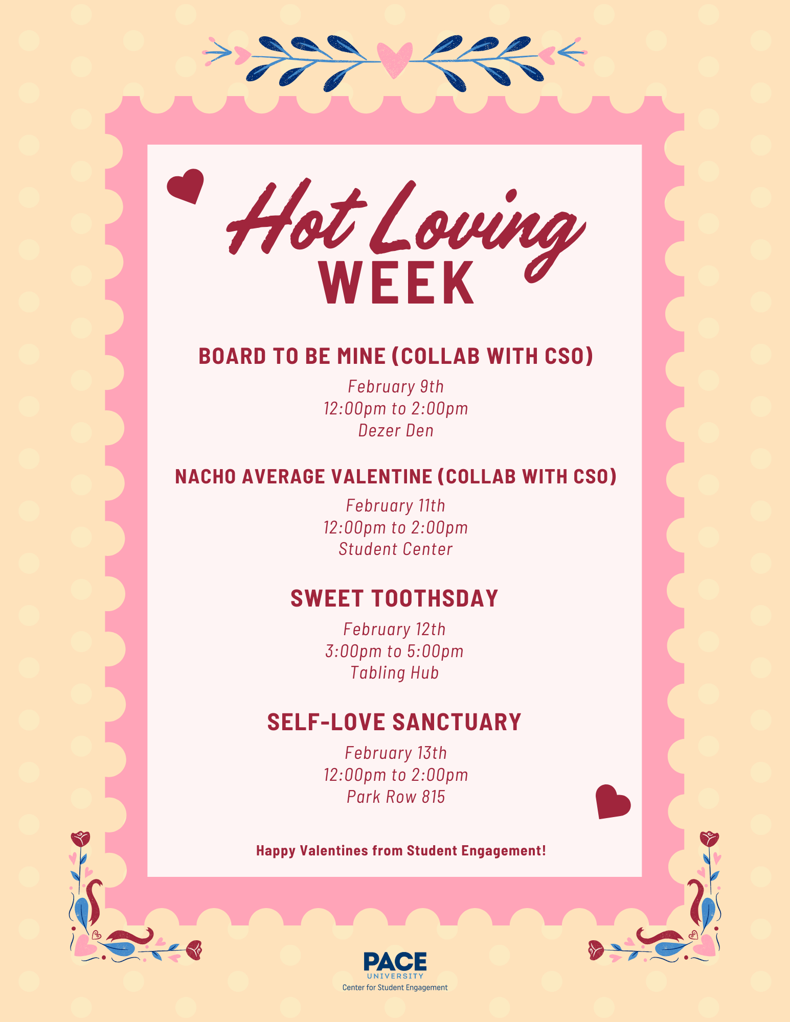 Theme week flyer for Pace University's Center for Student Engagement