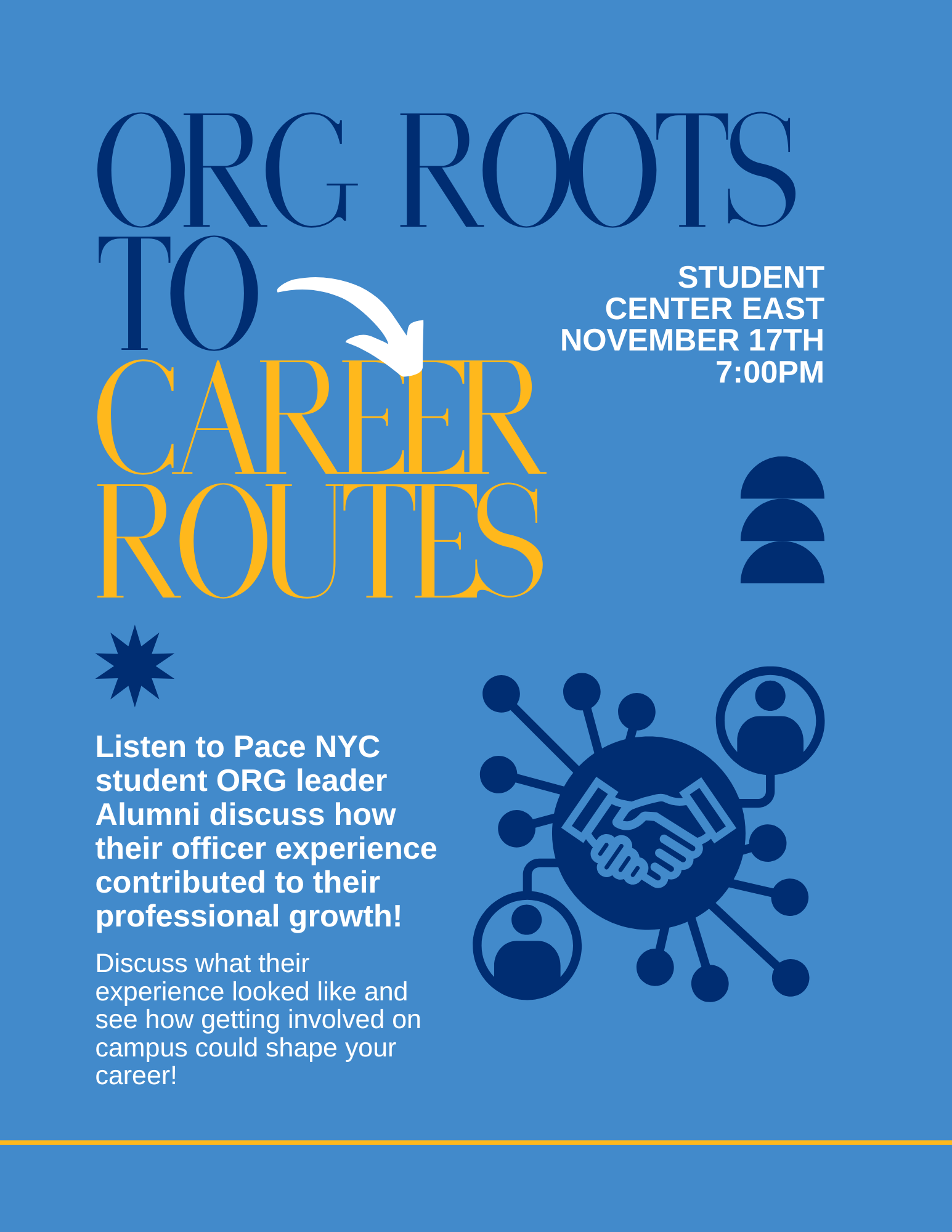 Event flyer for Pace University's Center for Student Engagement