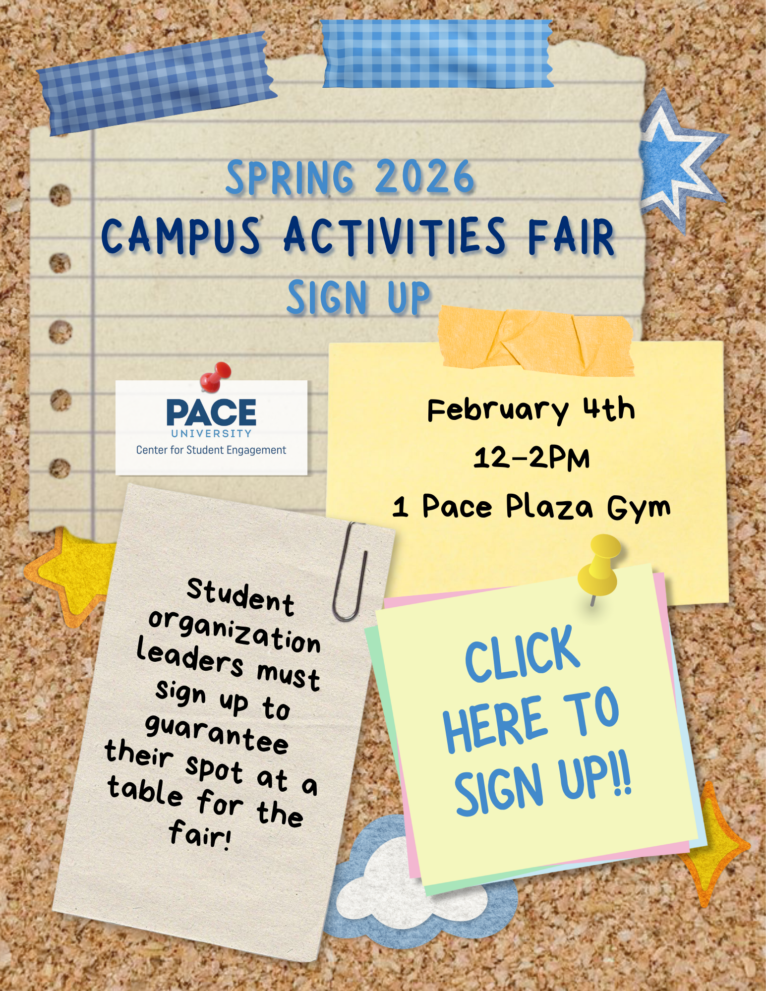 Event sign-up flyer for Pace University's Center for Student Engagement Email Flyer