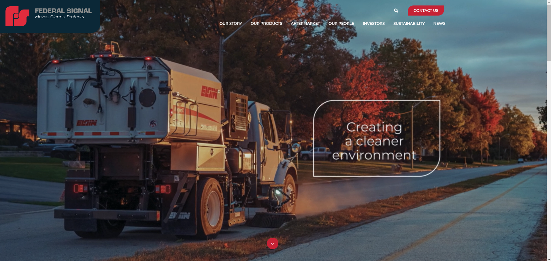 ELGIN SWEEPER PHOTOSHOOT USED ON FEDERAL SIGNAL (NYSE: FSS) CORPORATE WEBSITE - HERO IMAGE