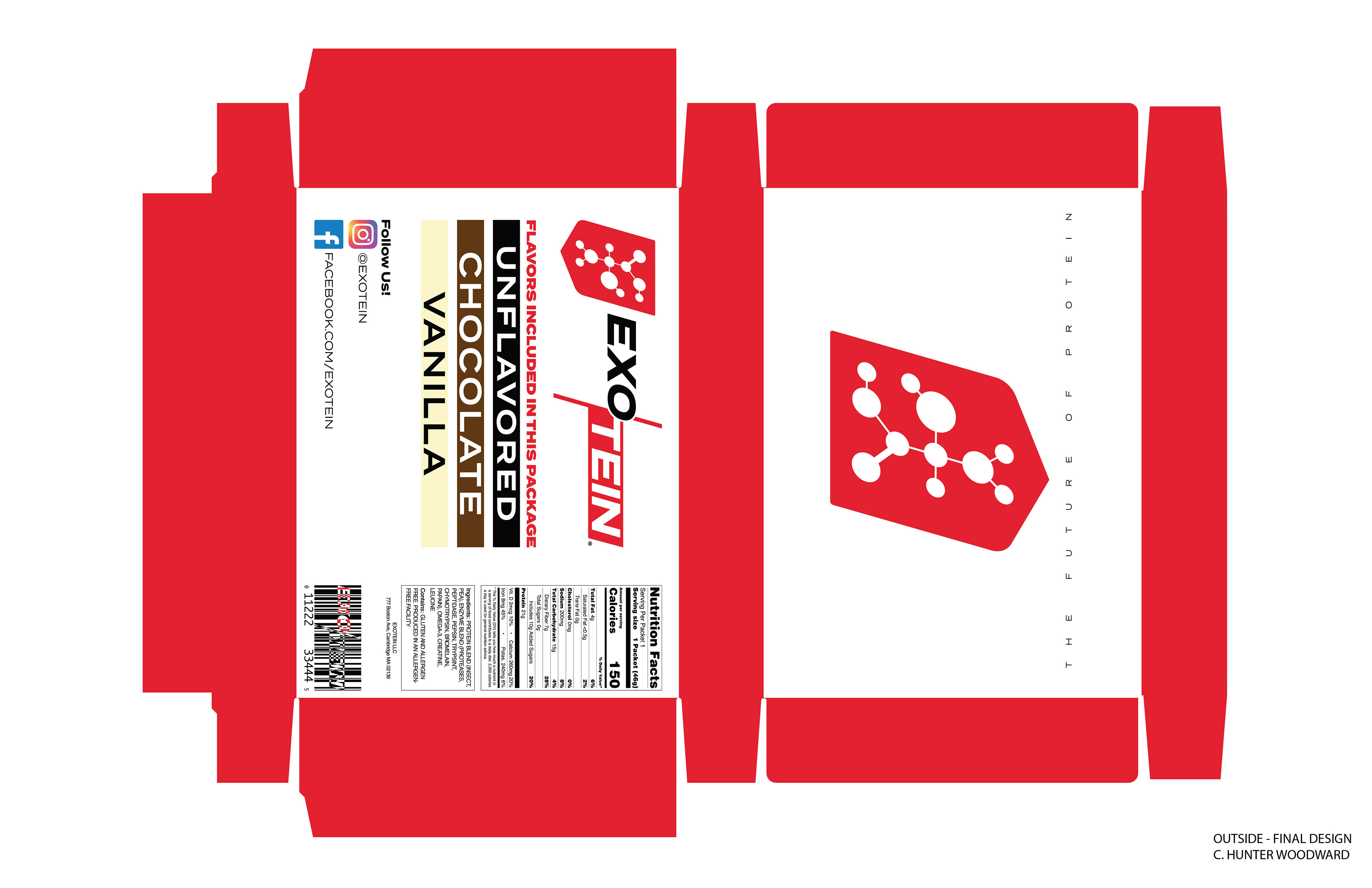 EXOTEIN PR Package Dieline Design - Outside