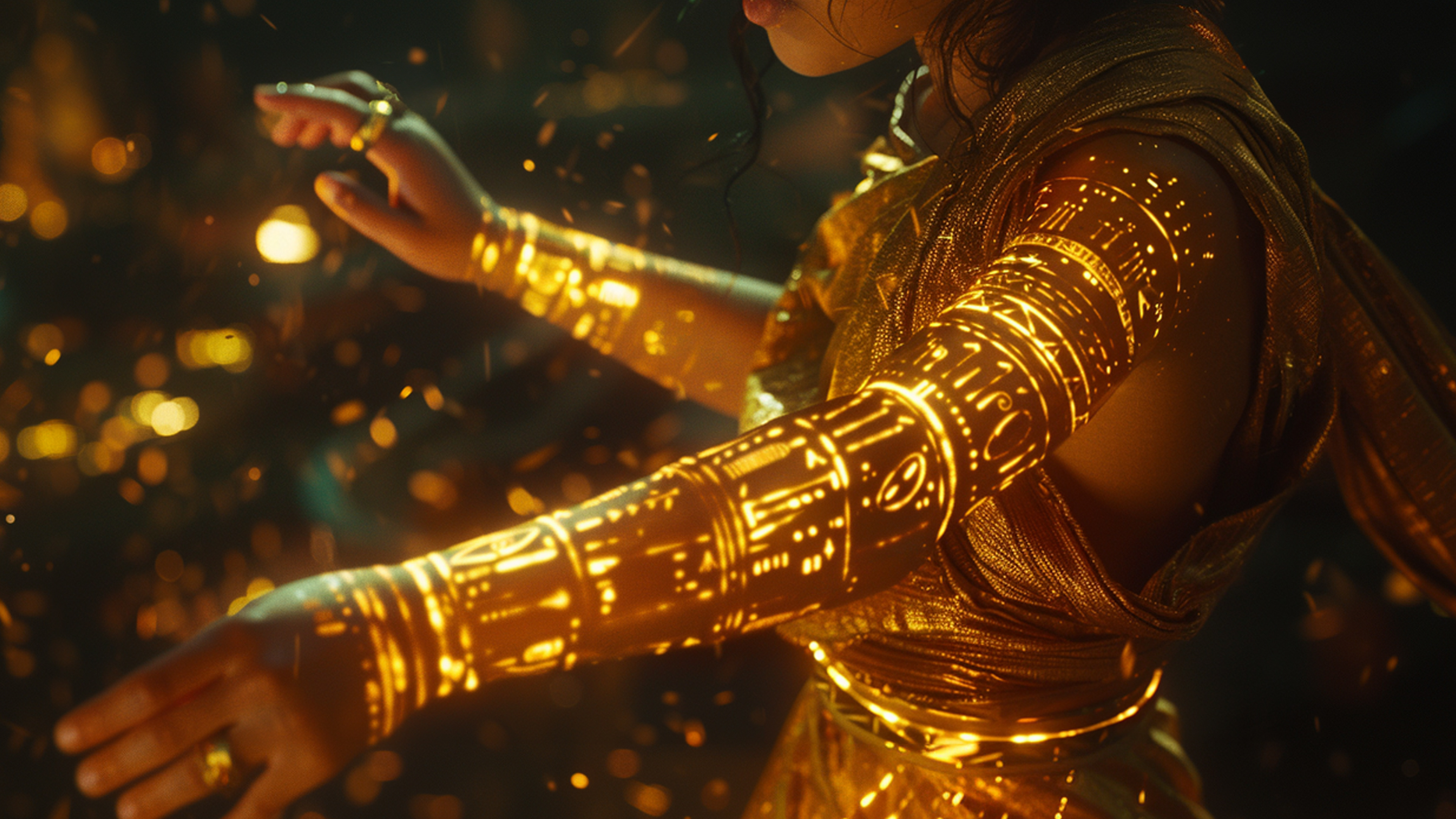 The code placed within the child is of the ancient Sumerian language which details a map of an spacecraft hidden in the mountains of Iraq where she must send a distress call to save her family
