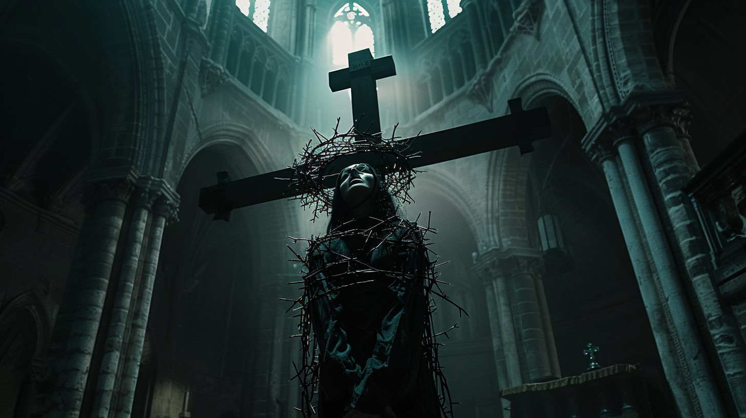 The nun is murdered and left on display in the church