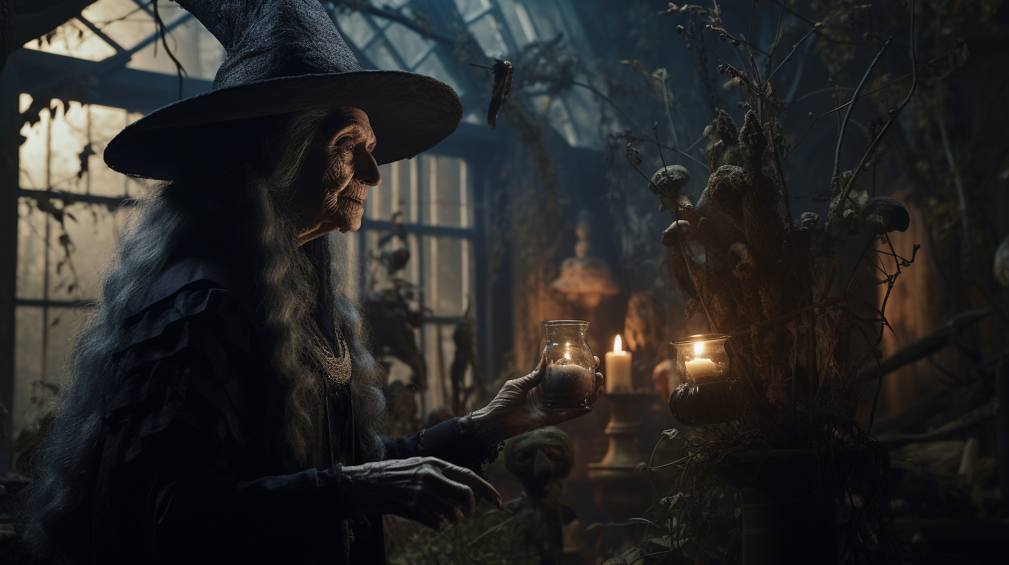 The Witch collecting herbs from The Conservatory