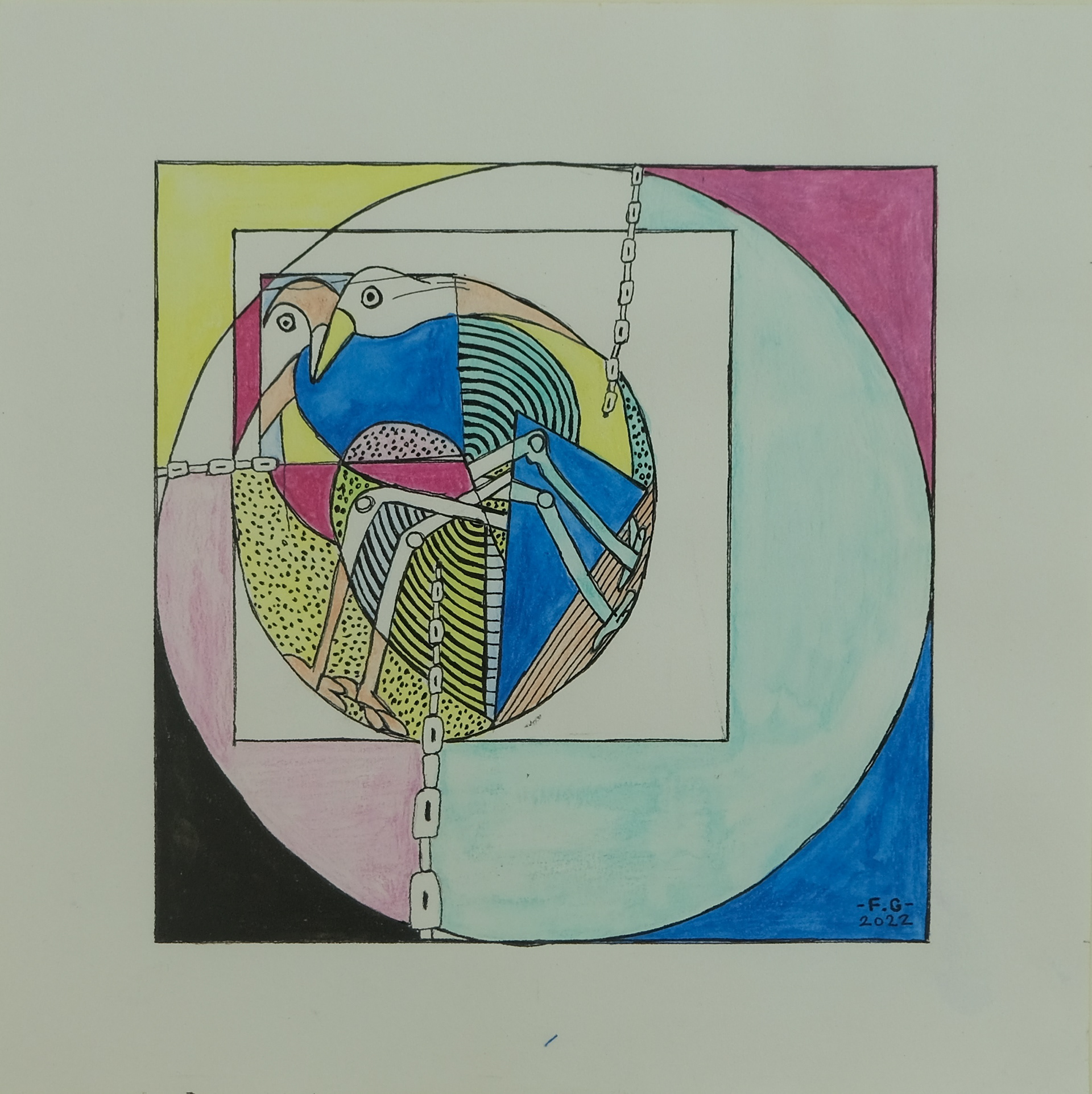 Fatma GARİP "Biz Kare" 30x30 cm, kağıt üzerine karışık teknik 2022