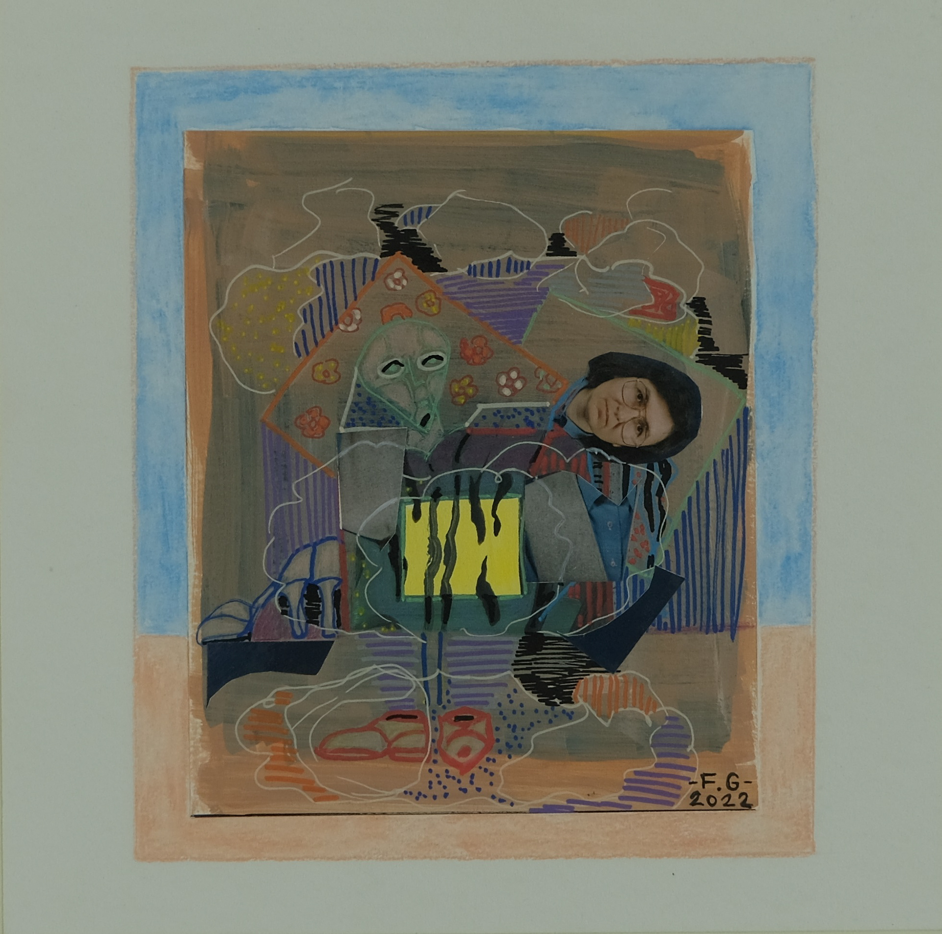 Fatma GARİP "Hayat Kare" 25x25 cm, kağıt üzerine karışık teknik 2022