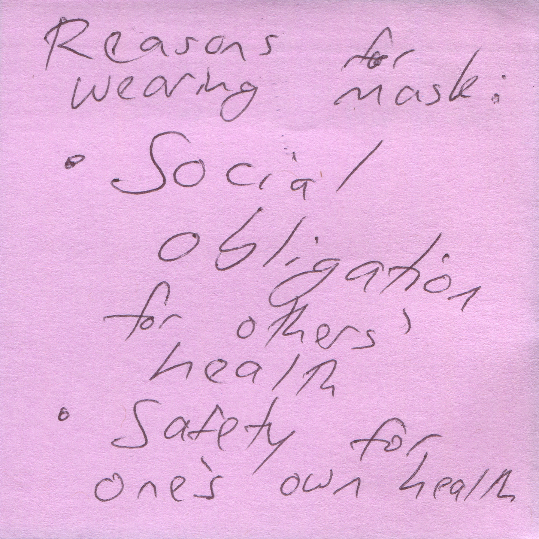 Response 6, Sticky Note and Pen, 3" x 3"