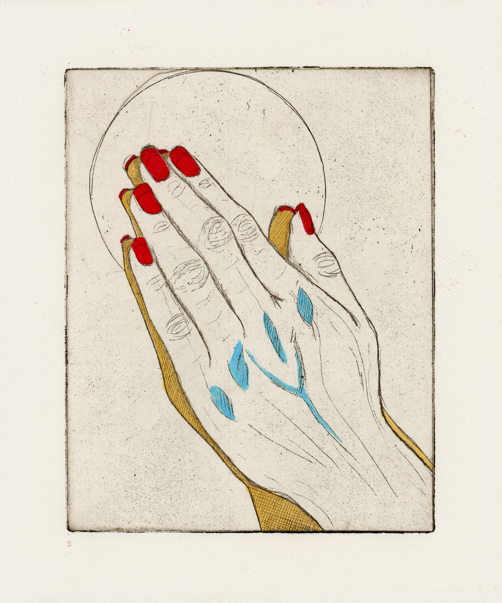 "Primary Memory: Pleading", Copper Plate Etching and Ink, 5" x 6", 2022