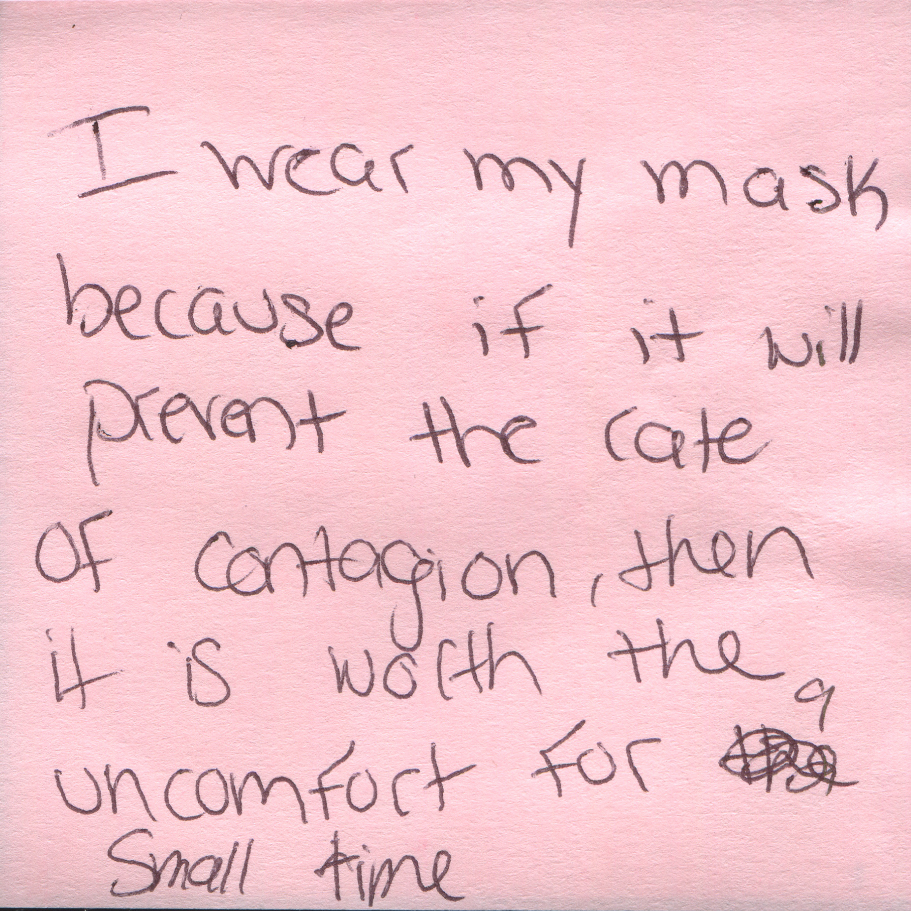 Response 22, Sticky Note and Pen, 3" x 3"