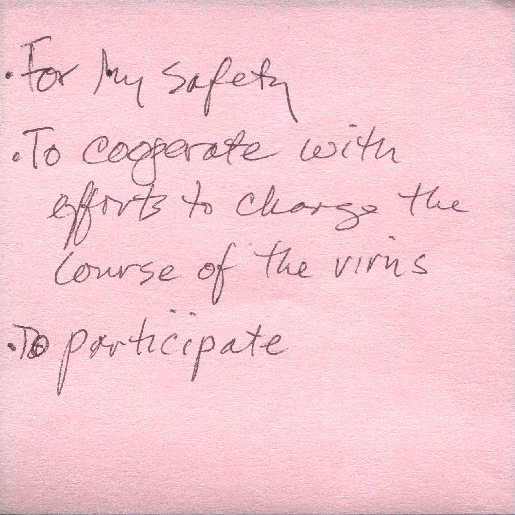 Response 54, Sticky Note and Pen, 3" x 3"