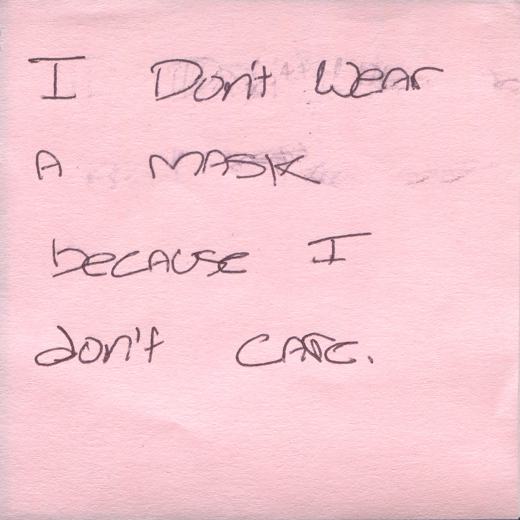 Response 47, Sticky Note and Pencil, 3" x 3"