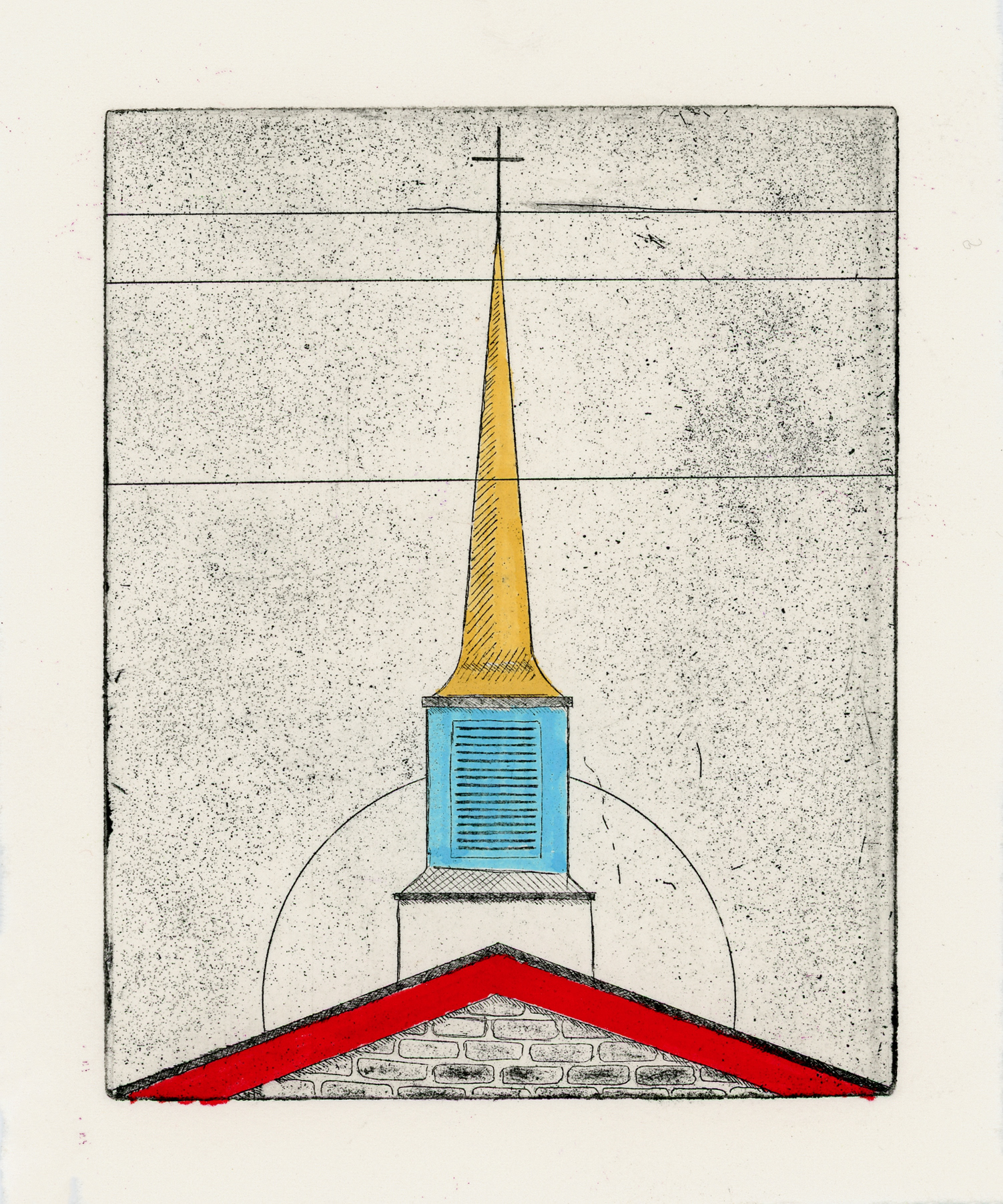 "Primary Memory: New Harmony", Copper Plate Etching and Ink, 5" x 6", 2022