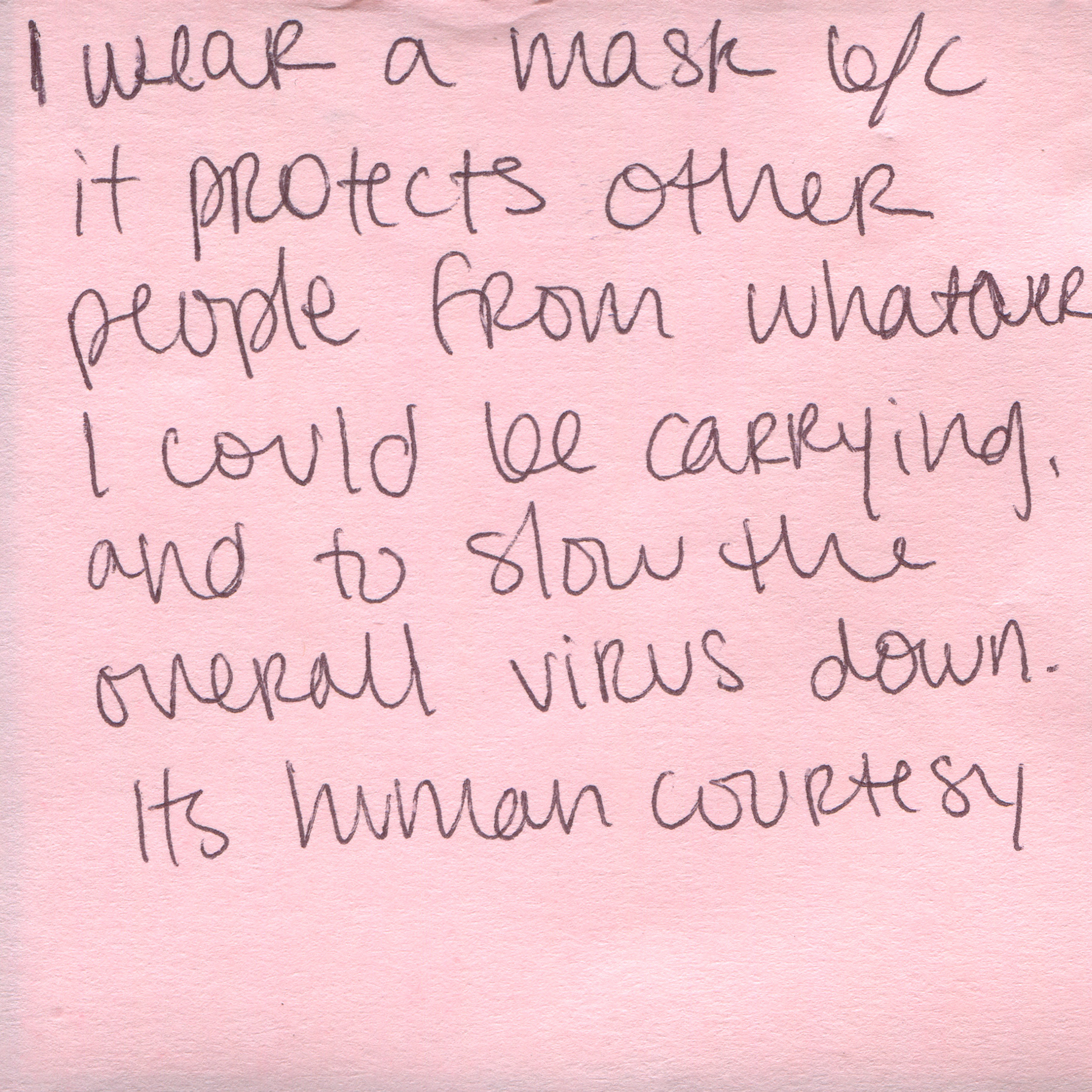 Response 29, Sticky Note and Pen, 3" x 3"