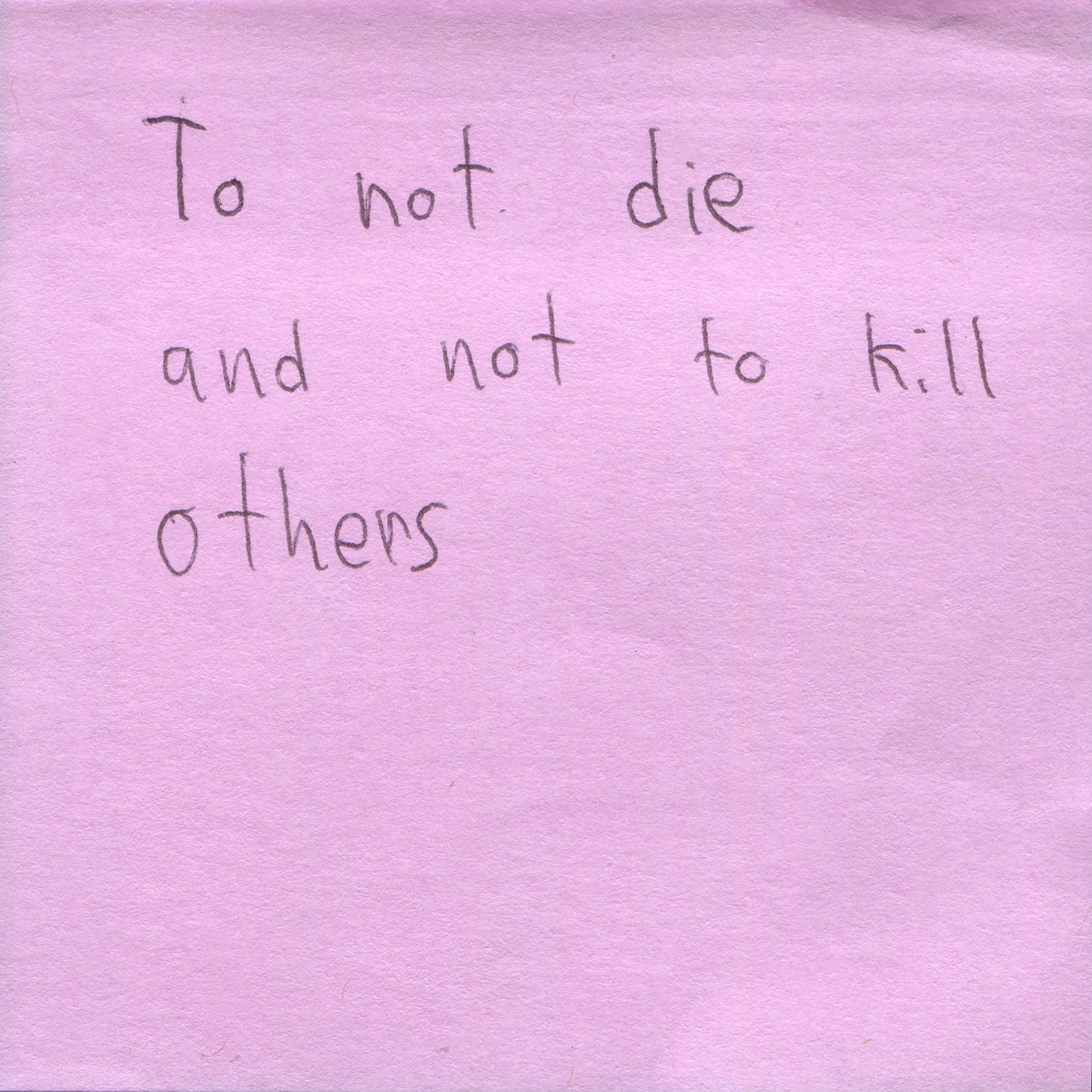 Response 50, Sticky Note and Pen, 3" x 3"