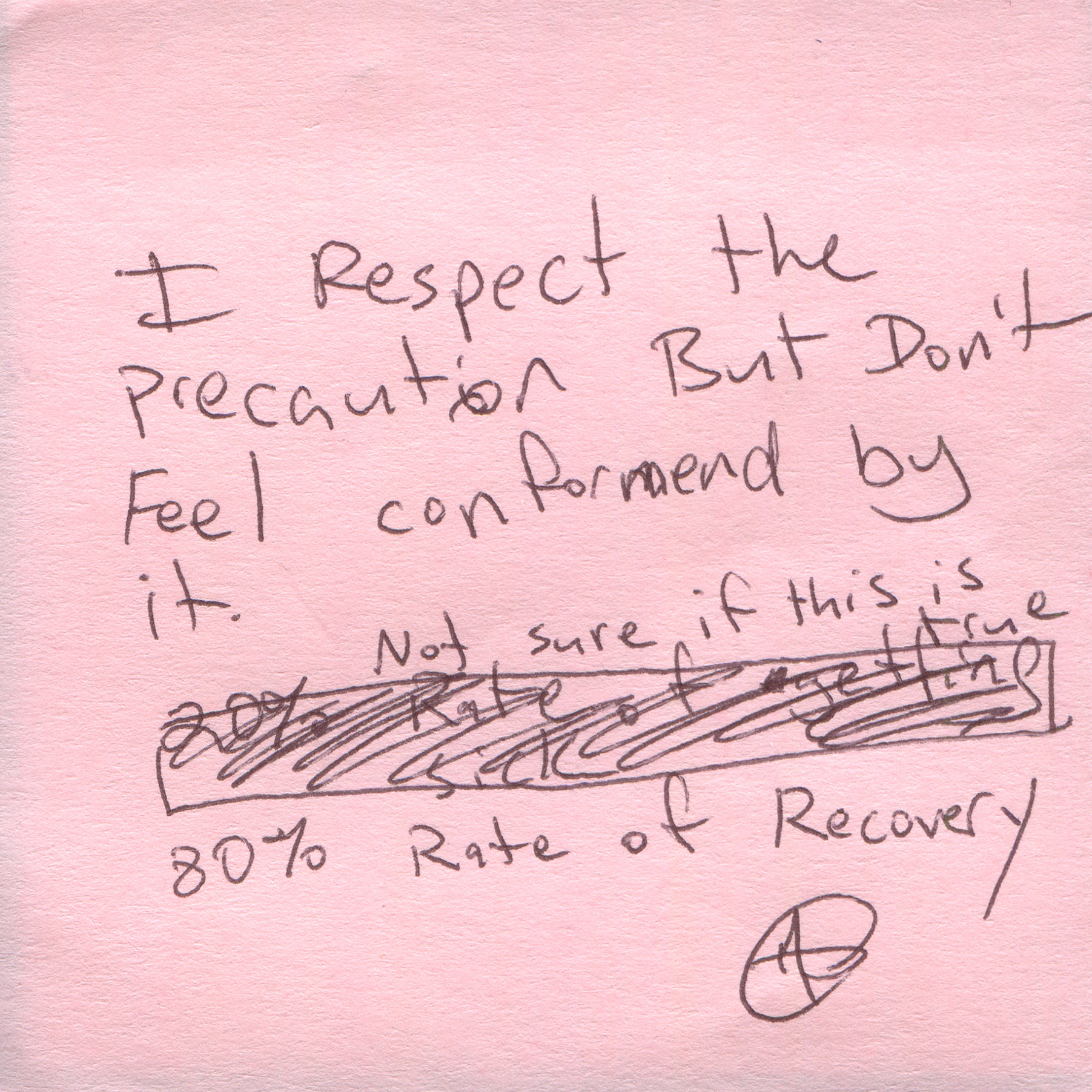 Response 7, Sticky Note and Pen, 3" x 3"