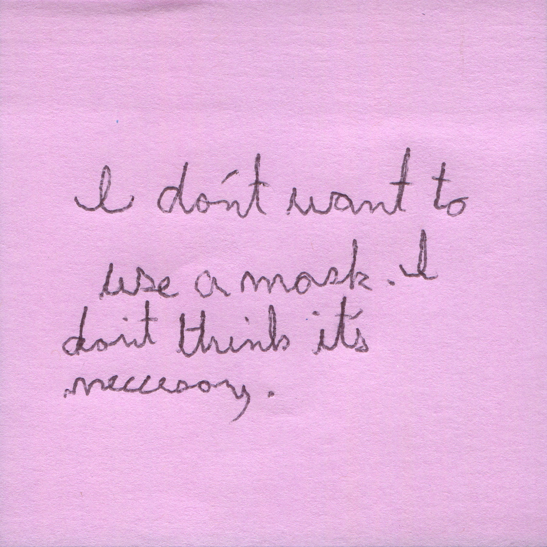 Response 18, Sticky Note and Pen, 3" x 3"