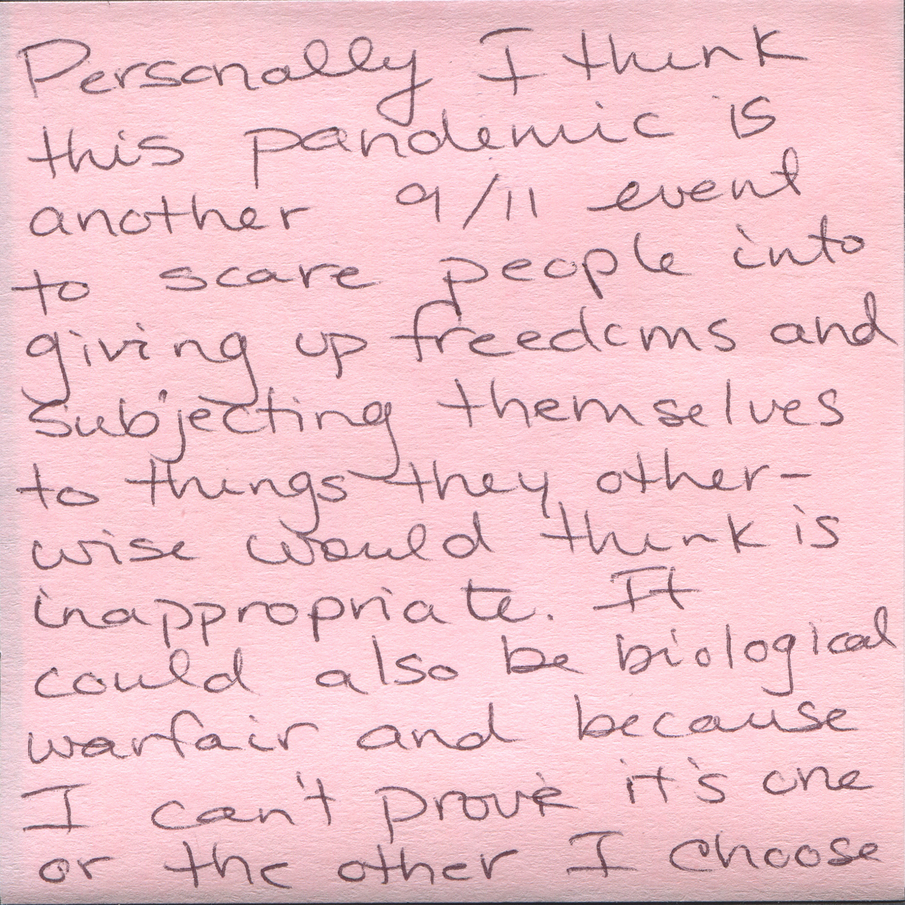 Response 1.1, Sticky Note and Pen, 3" x 3"