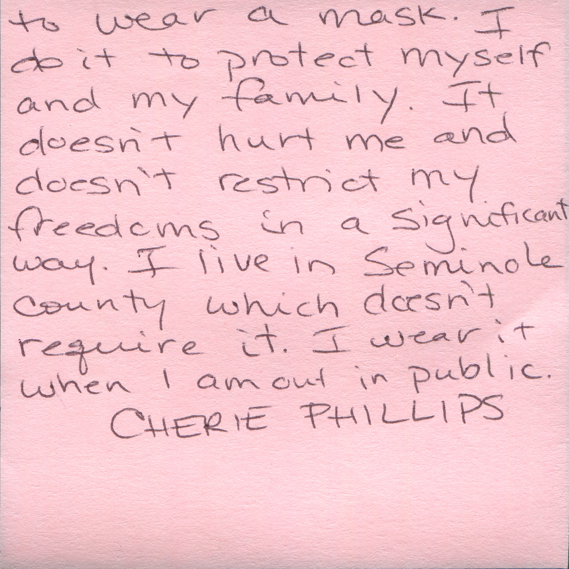 Response 1.2, Sticky Note and Pen, 3" x 3"