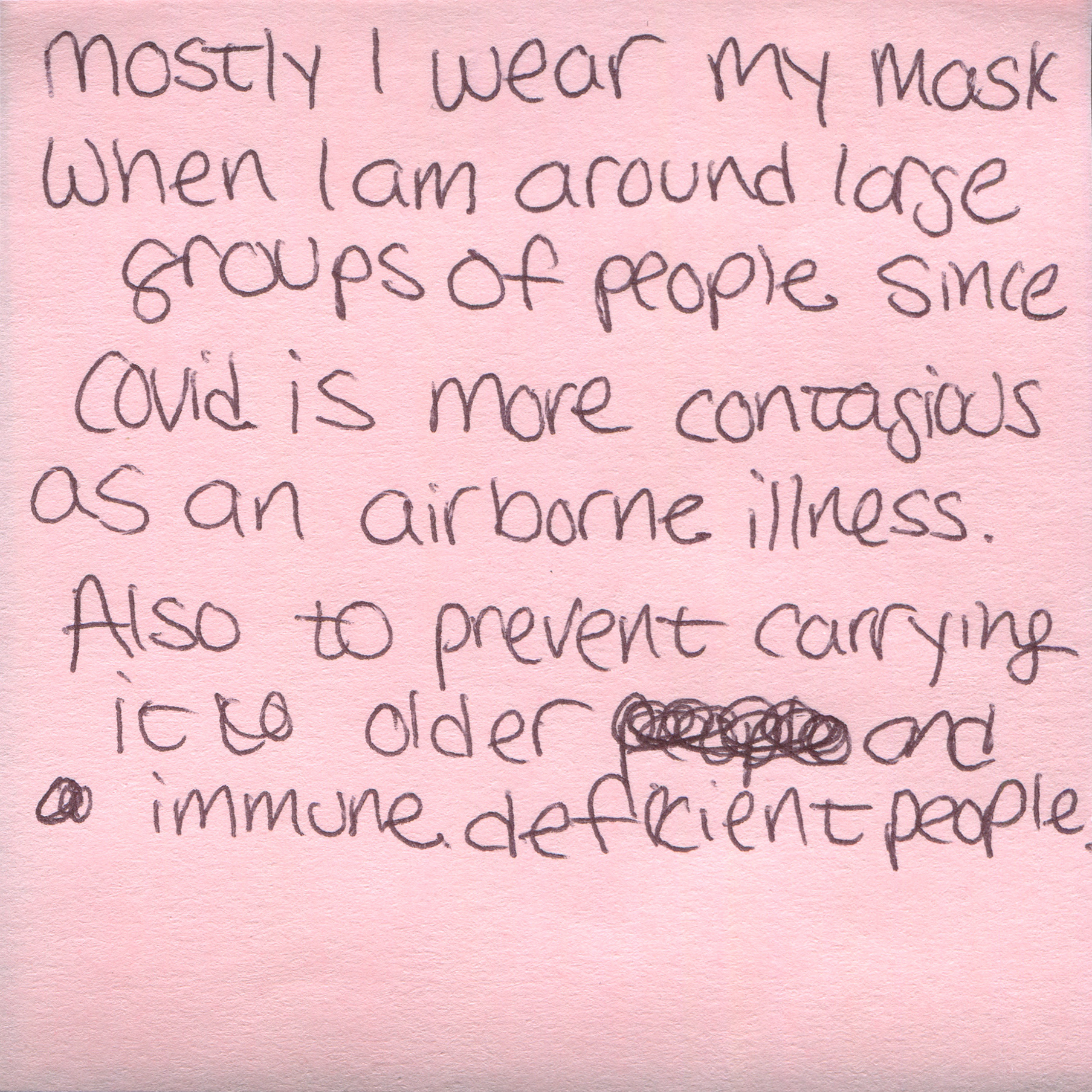 Response 48, Sticky Note and Pen, 3" x 3"