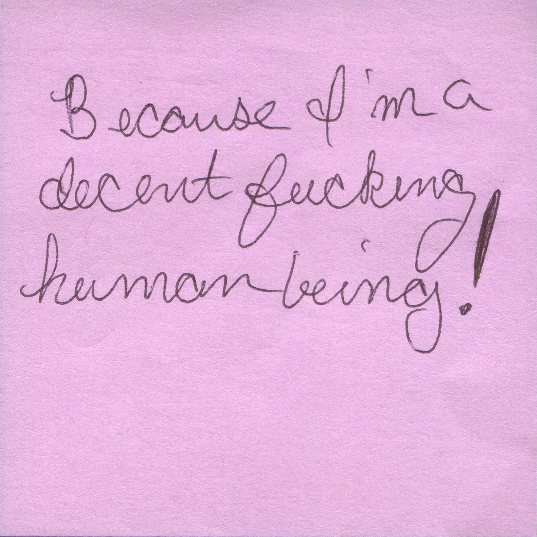 Response 20, Sticky Note and Pen, 3" x 3"