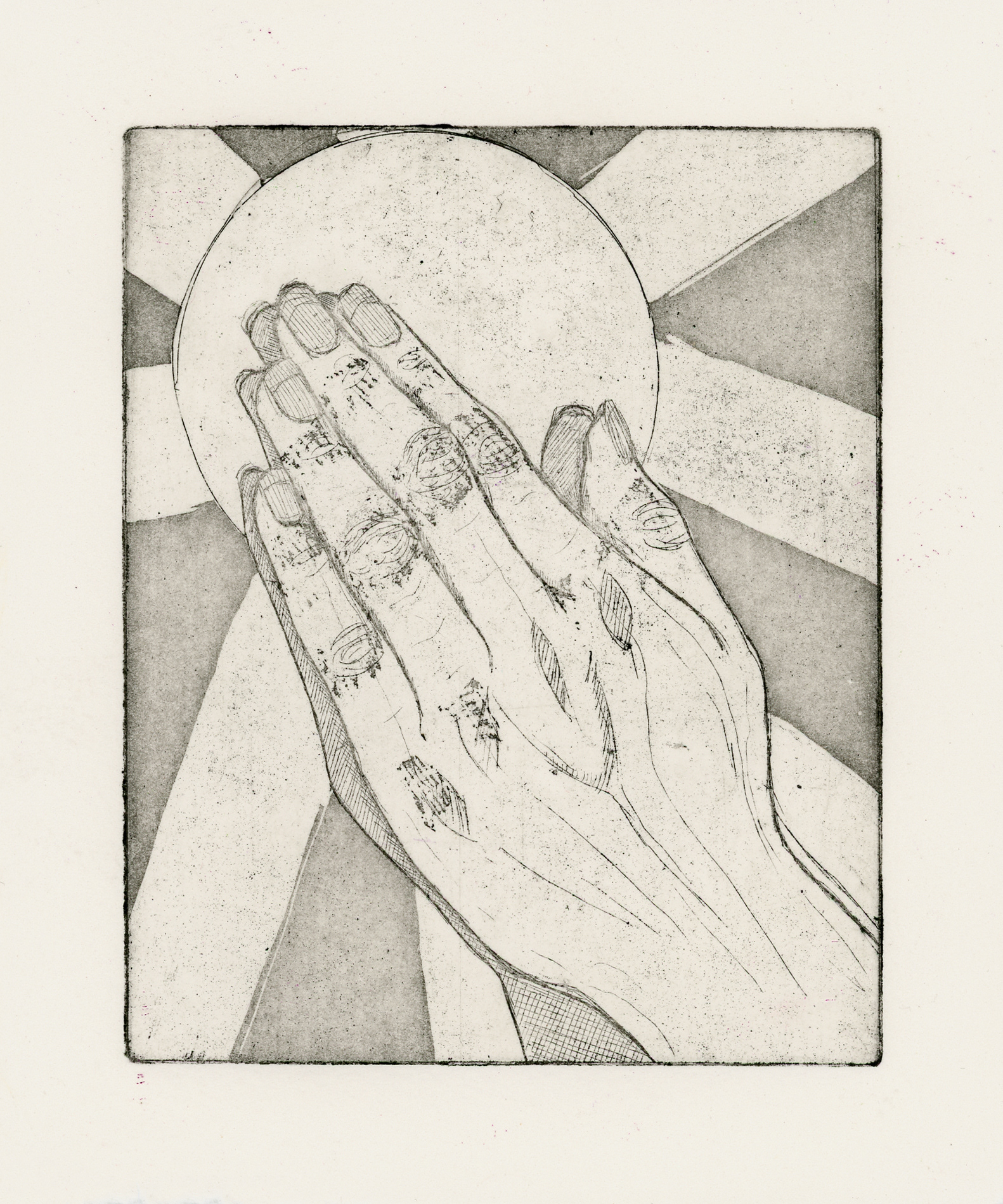 "Pleading", Copper Plate Etching with Aquatint, 6" x 7.5", 2022