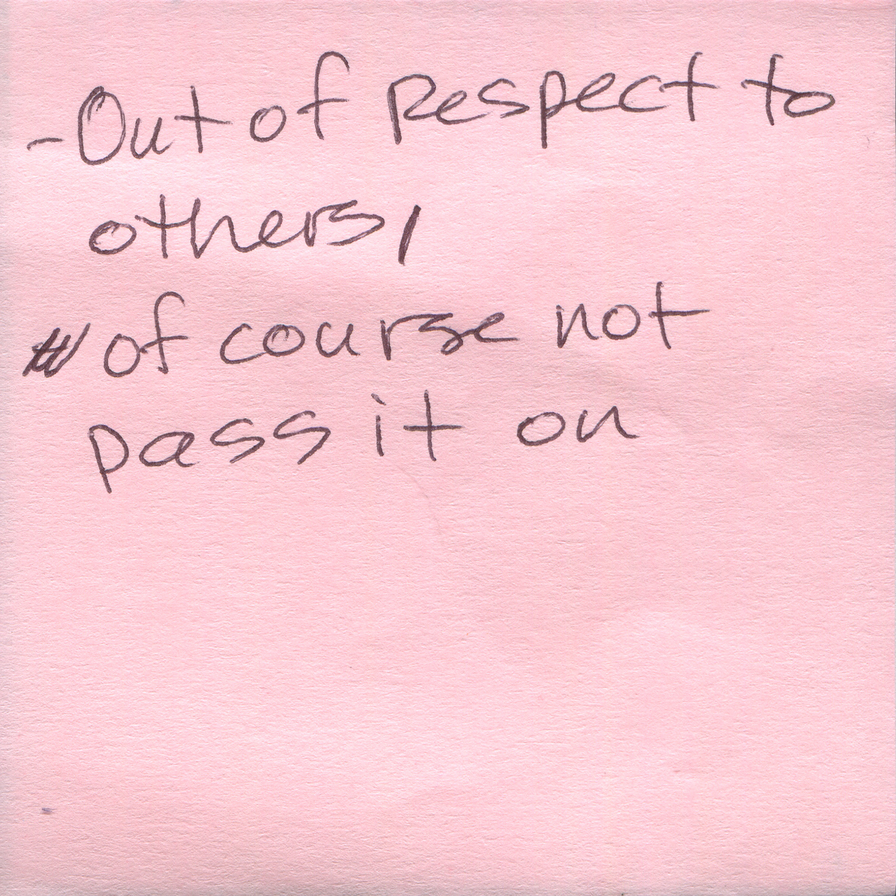 Response 58, Sticky Note and Pen, 3" x 3"