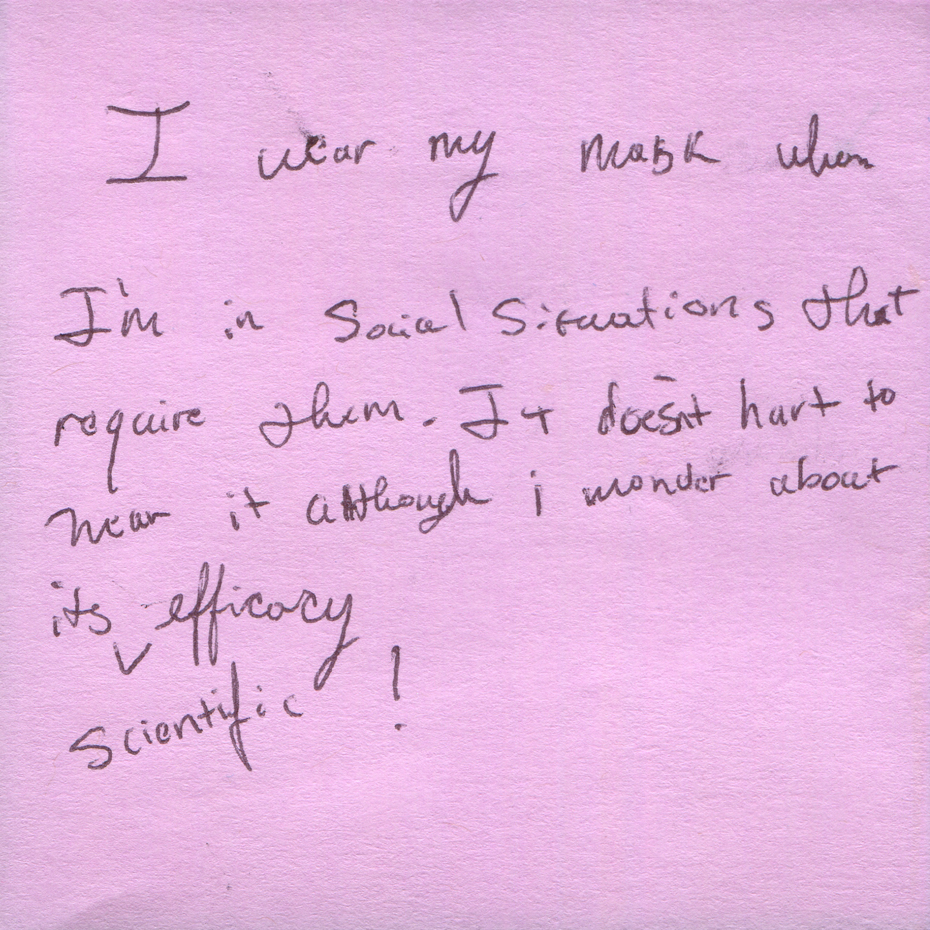 Response 44, Sticky Note and Pen, 3" x 3"