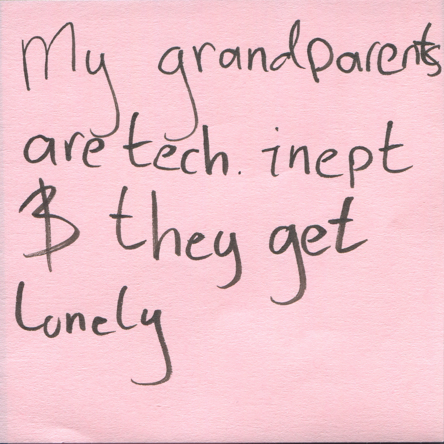 Response 55, Sticky Note and Pen, 3" x 3"