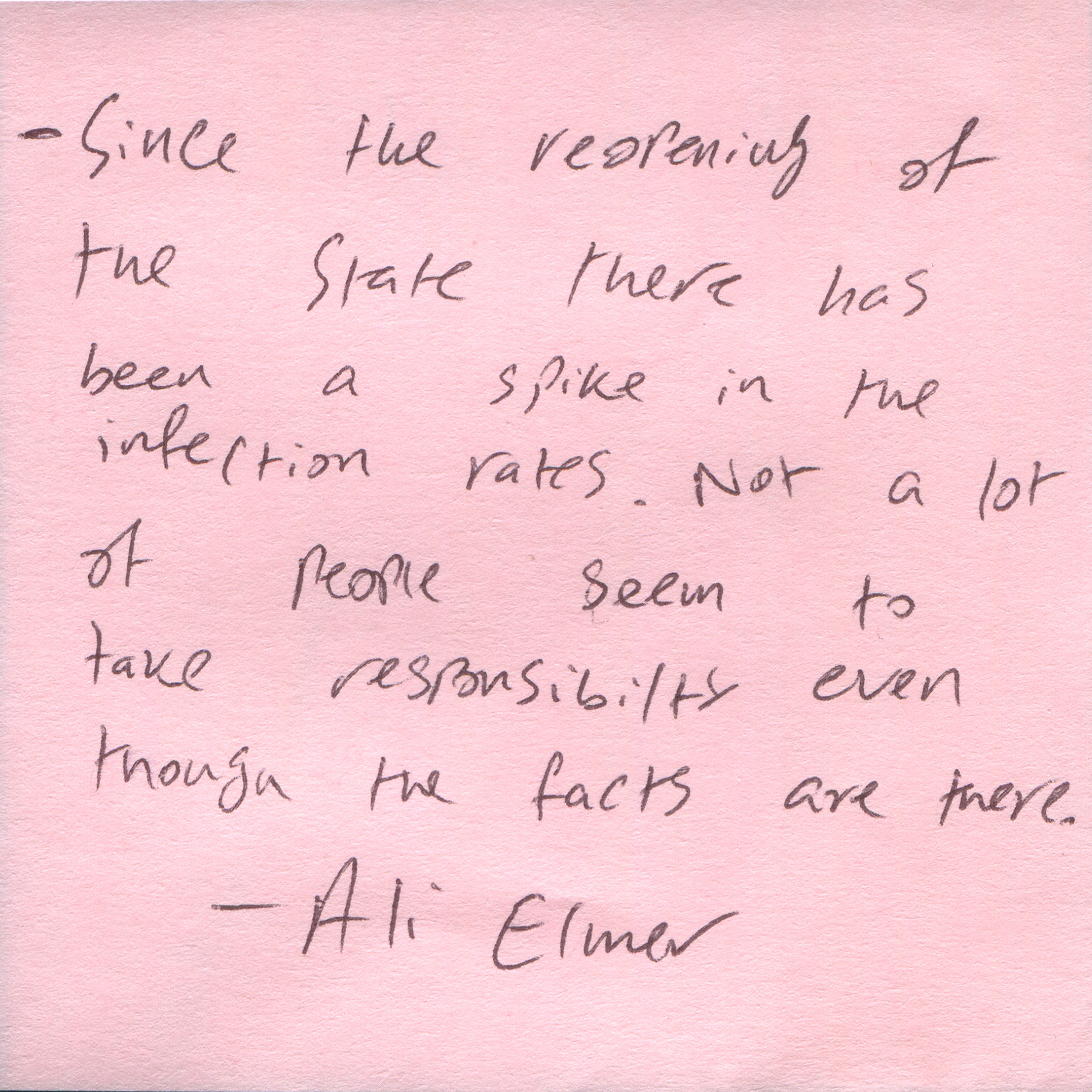 Response 39, Sticky Note and Pen, 3" x 3"