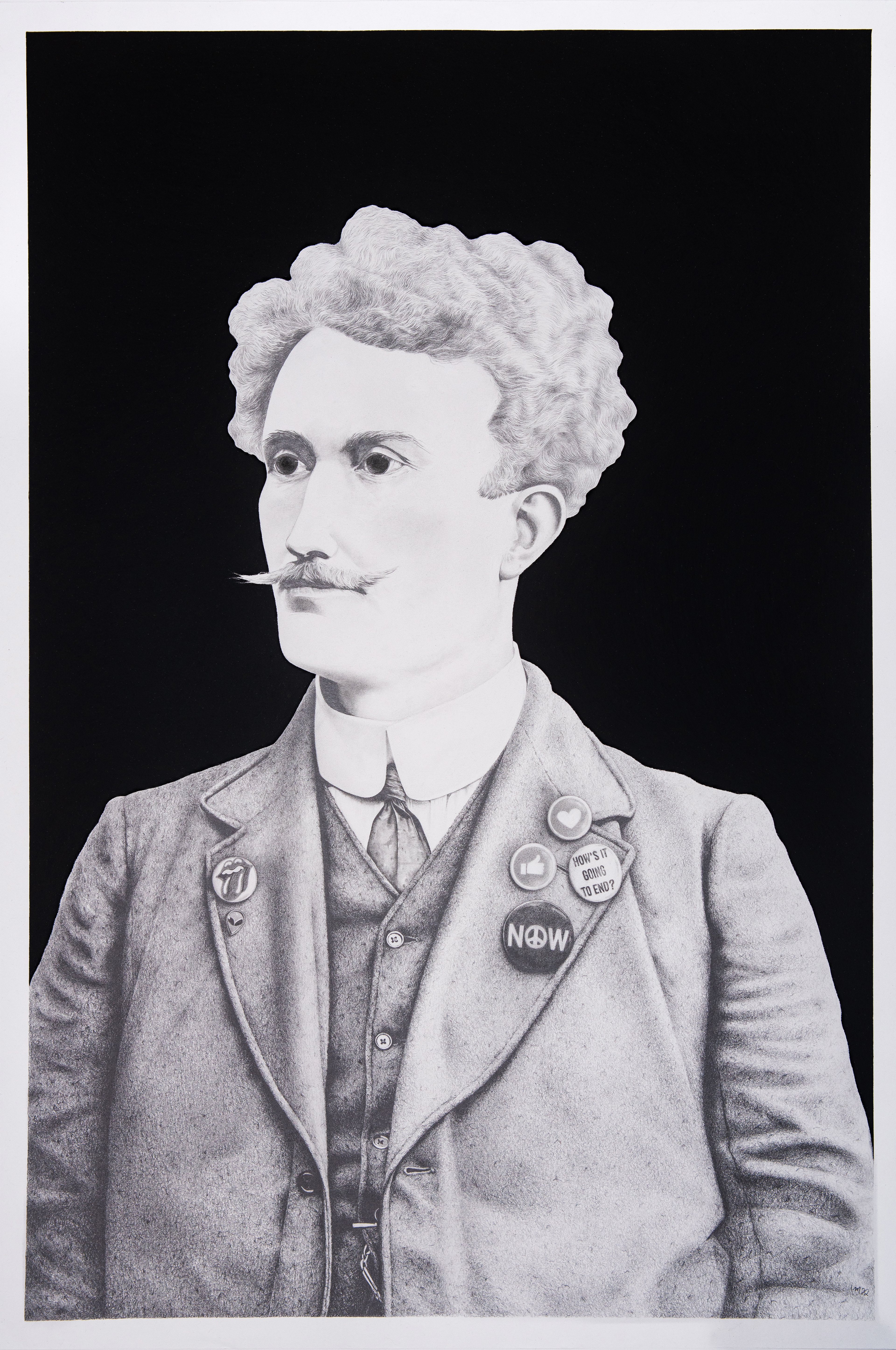 How's it going to end, 2022, graphite et pierre noire sur papier, 91,44 x 60,96 cm. 