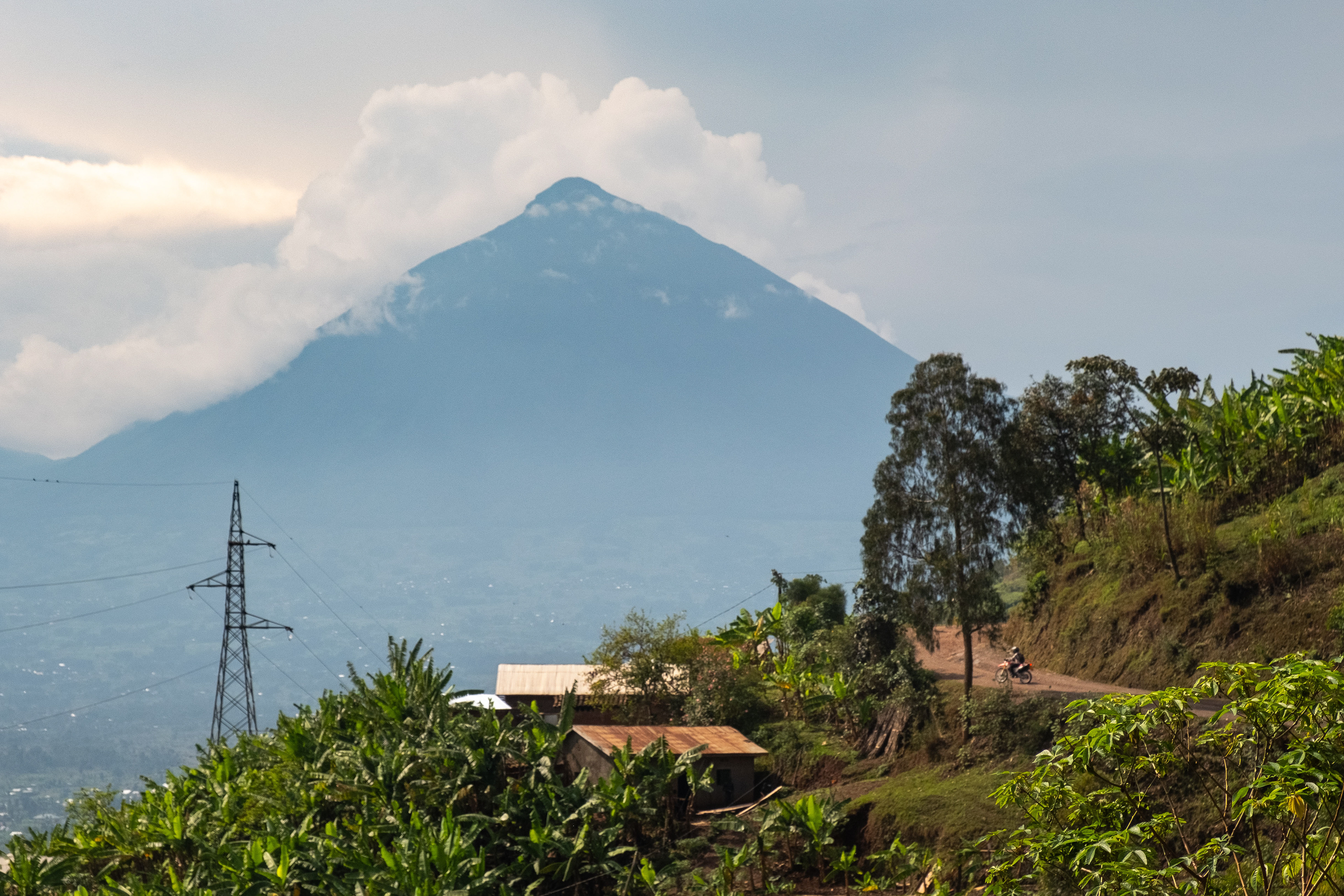 Volcano and huts