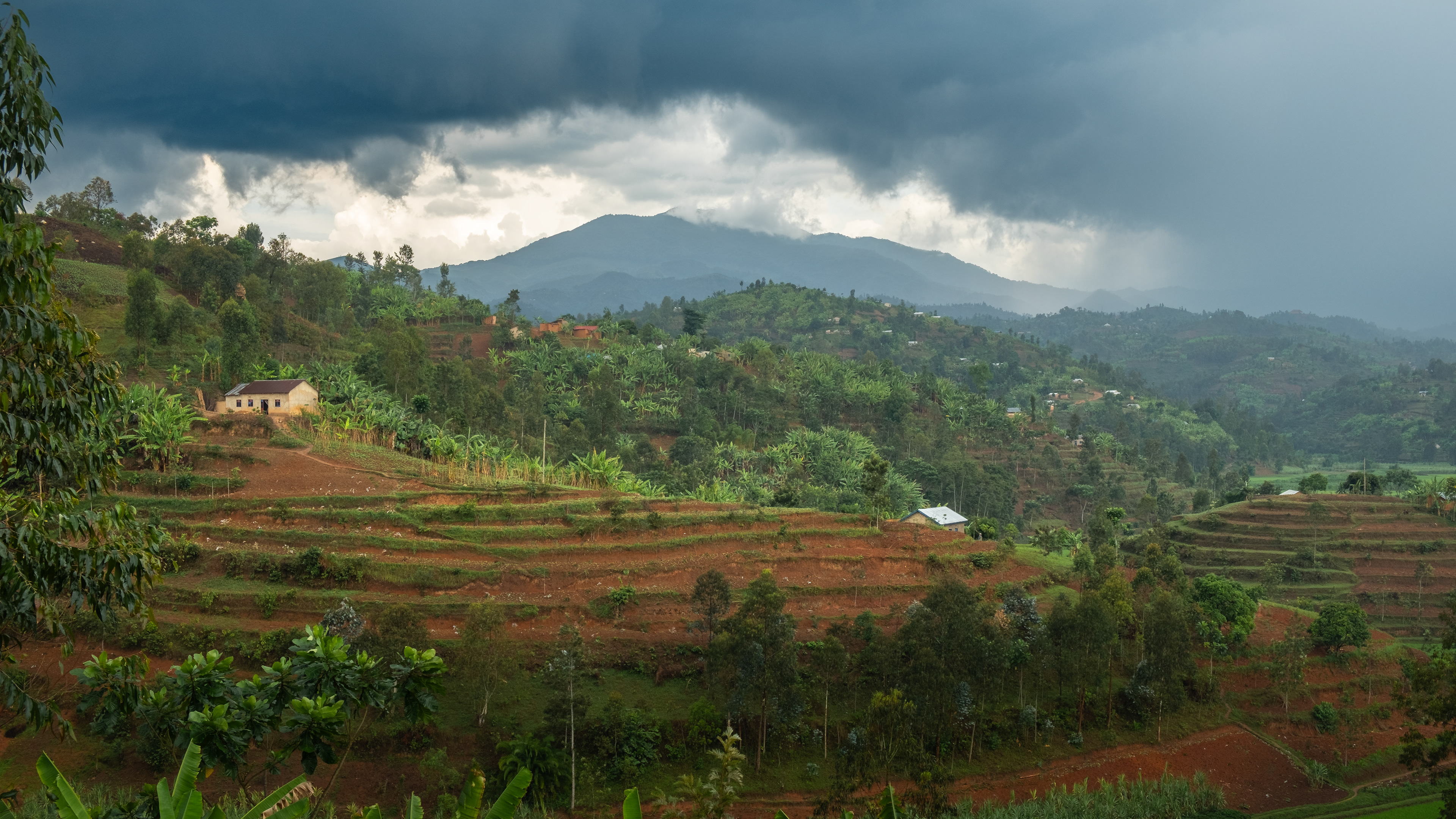Storm clouds over mountains