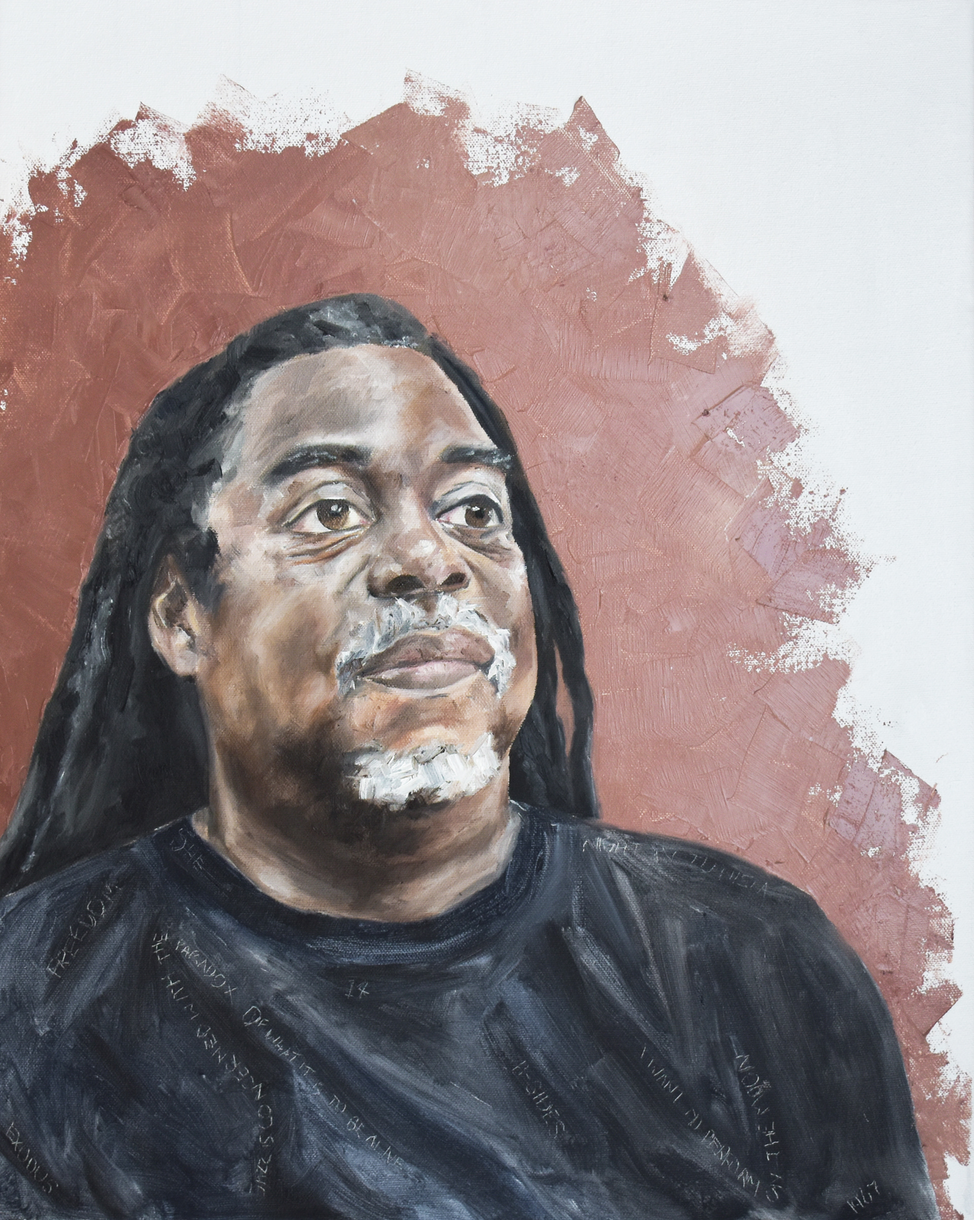 Courtney Pine. 41 x 51 cm. Oil on canvas, 2018.