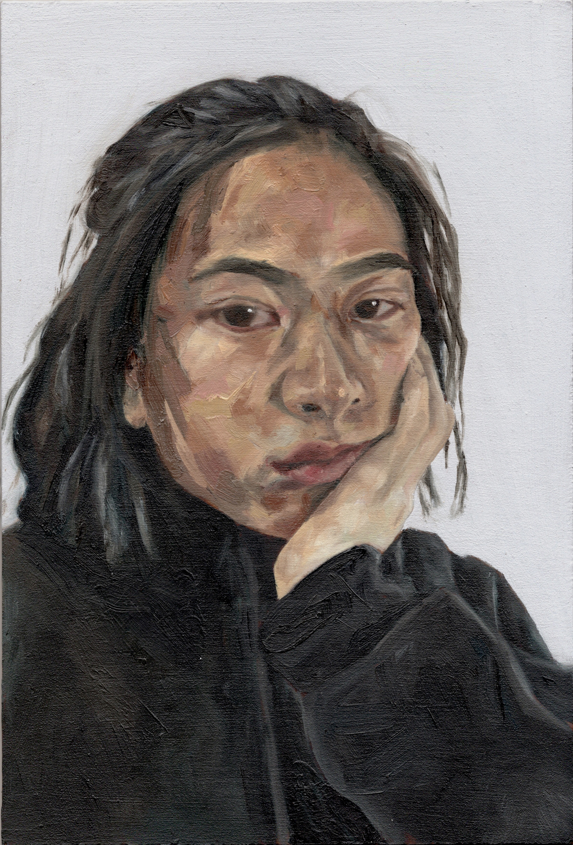 Self-portrait. 20 x 29.5 cm. Oil on MDF. 2019