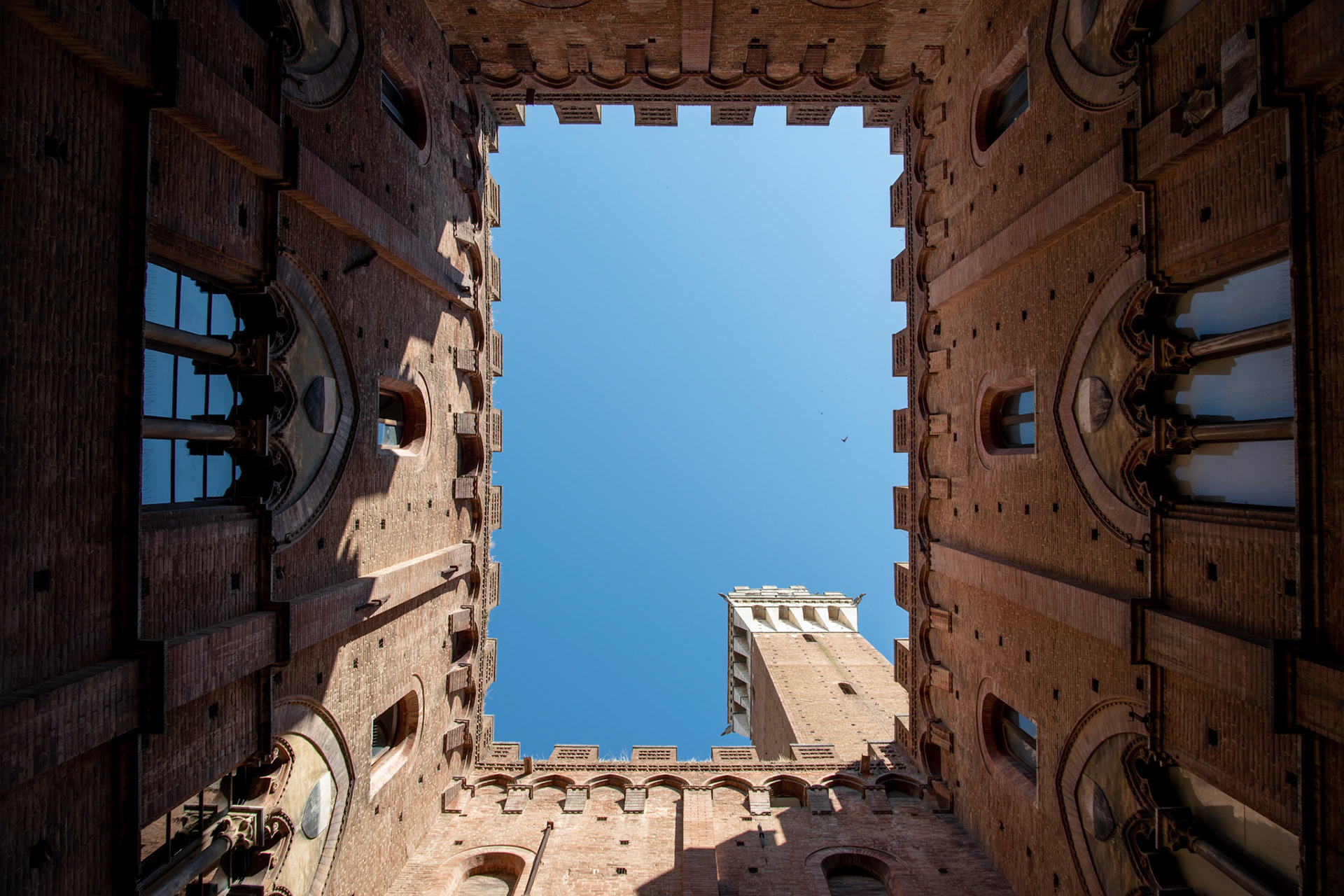 Plano nadir del ayuntamiento de Siena, Italia