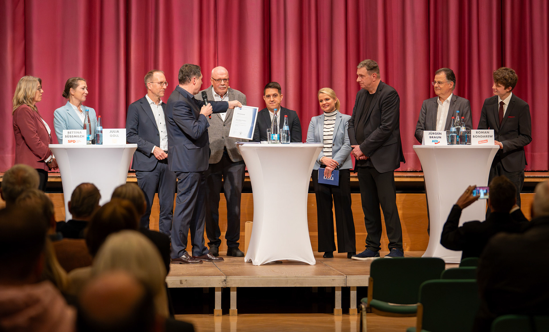 Am 4. Februar 2026 in der Hermann-Schwab-Halle in Winnenden. Podiumsdiskussion zur Landtagswahl in Baden-Württemberg vom VDS (Verband der Selbständigen Winnenden).