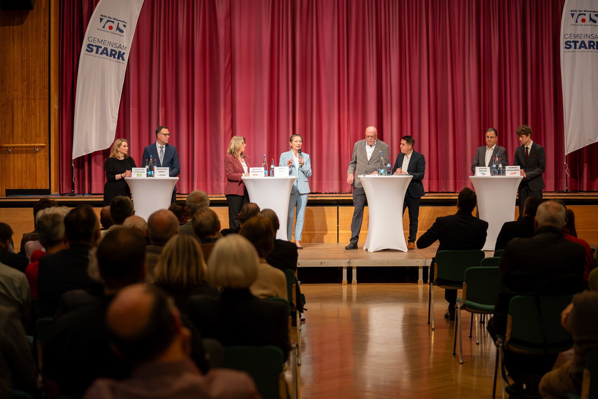 Am 4. Februar 2026 in der Hermann-Schwab-Halle in Winnenden. Podiumsdiskussion zur Landtagswahl in Baden-Württemberg vom VDS (Verband der Selbständigen Winnenden).