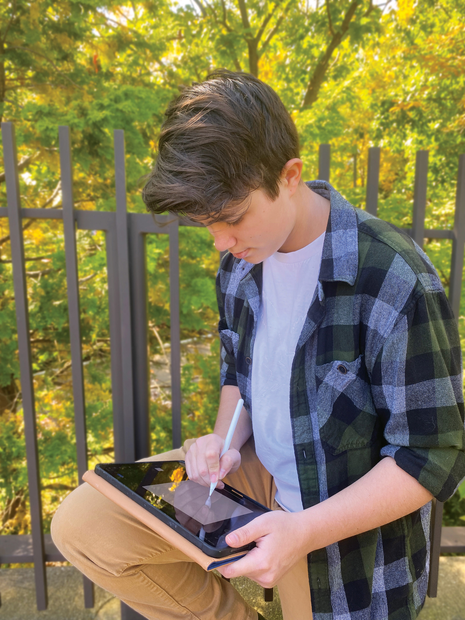Me drawing outside