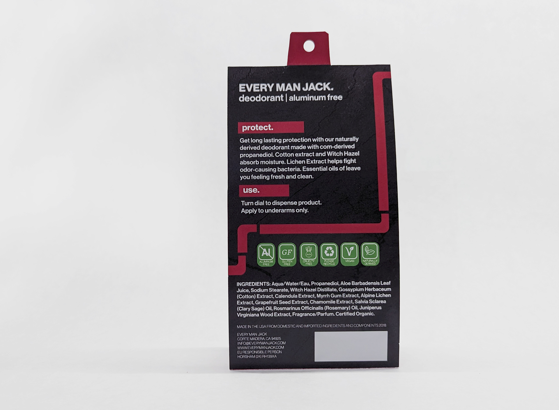 Back contains information about its ingredients and how its intended to be used
