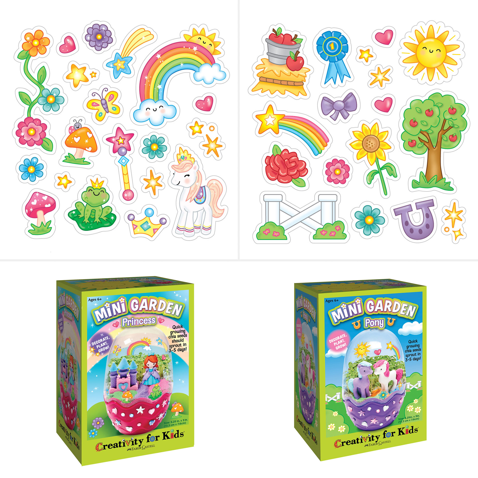 Stickers for Creativity for Kids Mini Garden kits: Princess & Pony