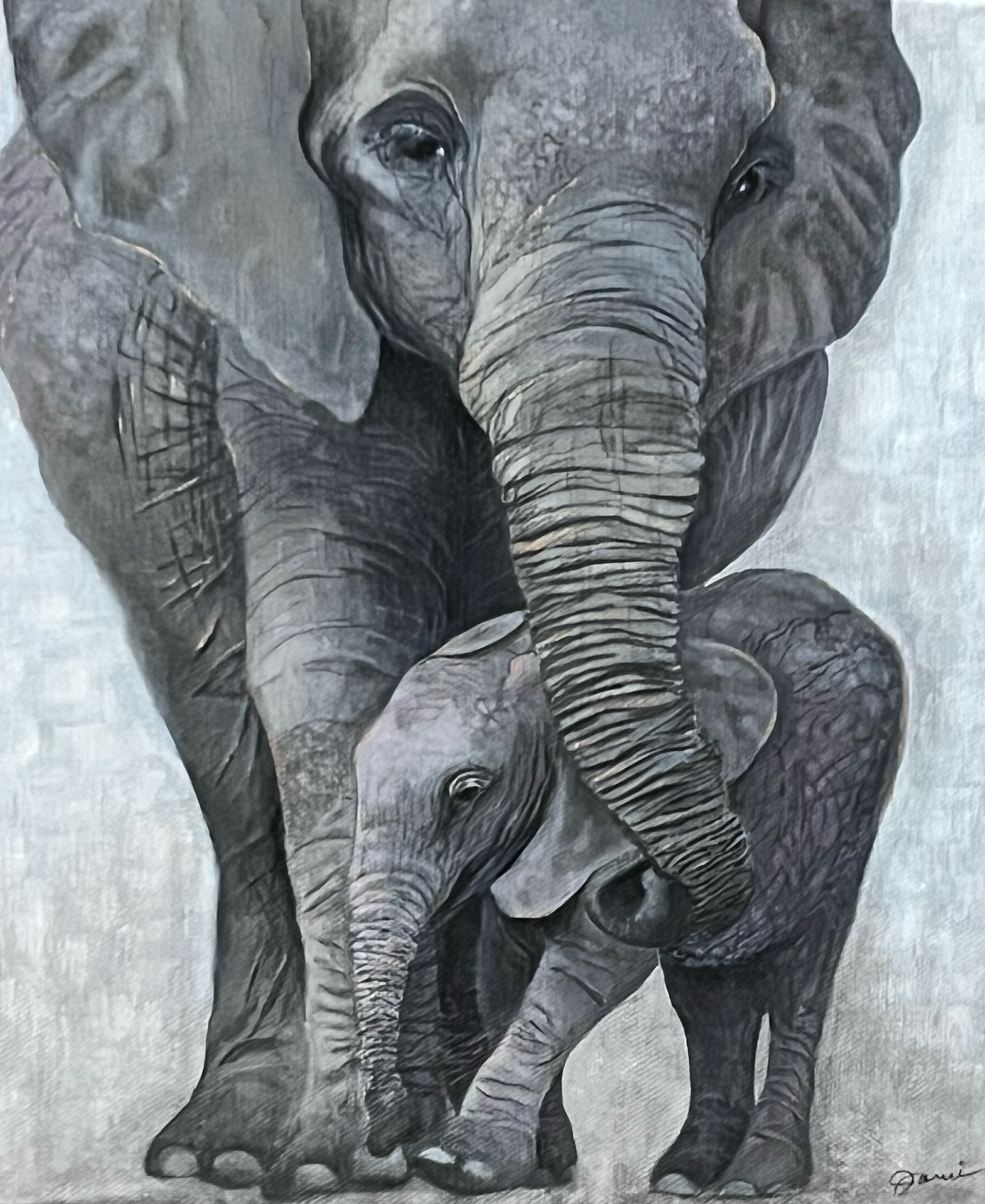 Elephants 9x12 Acrylic