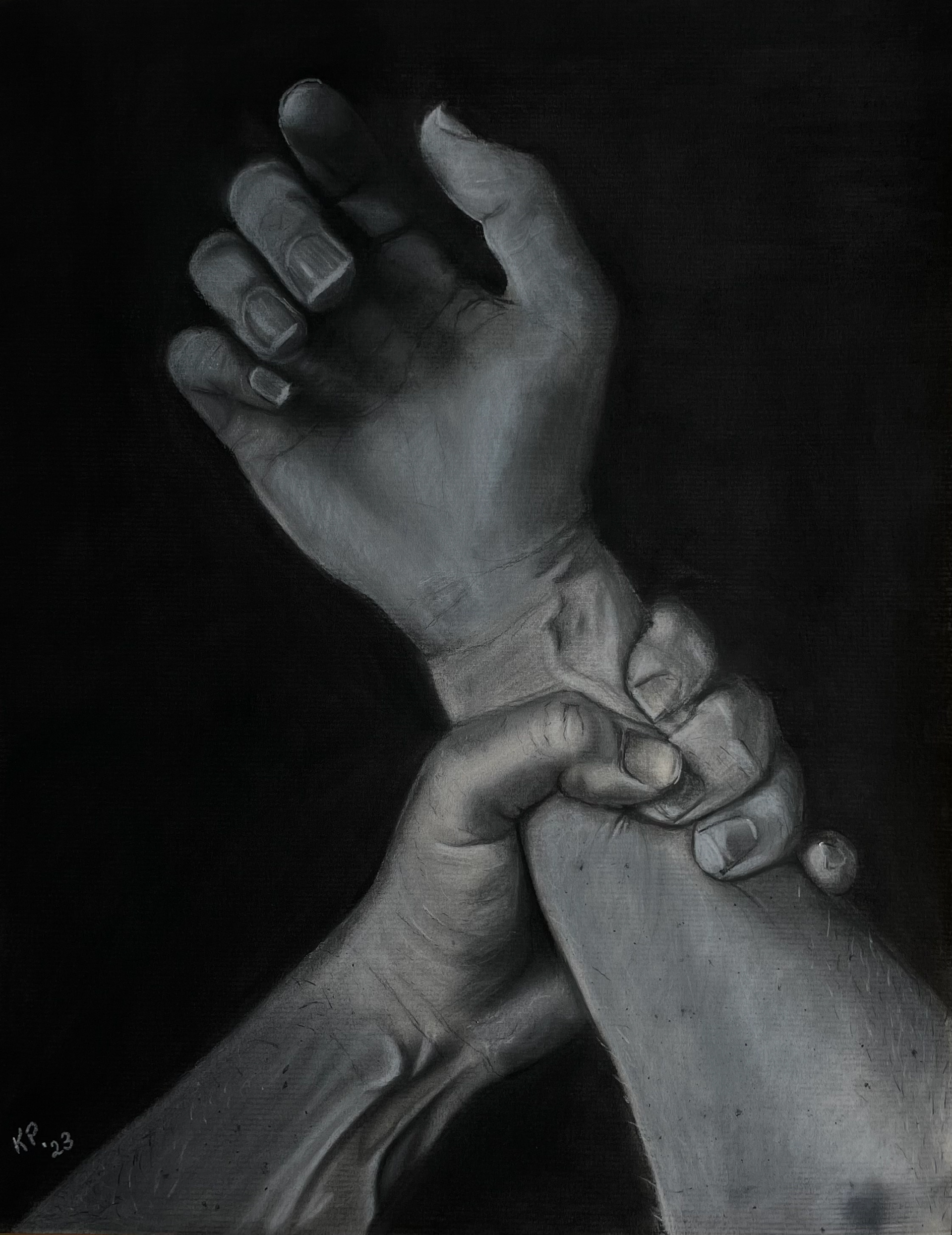 "Get a Grip" | 2023 - Charcoal on Paper