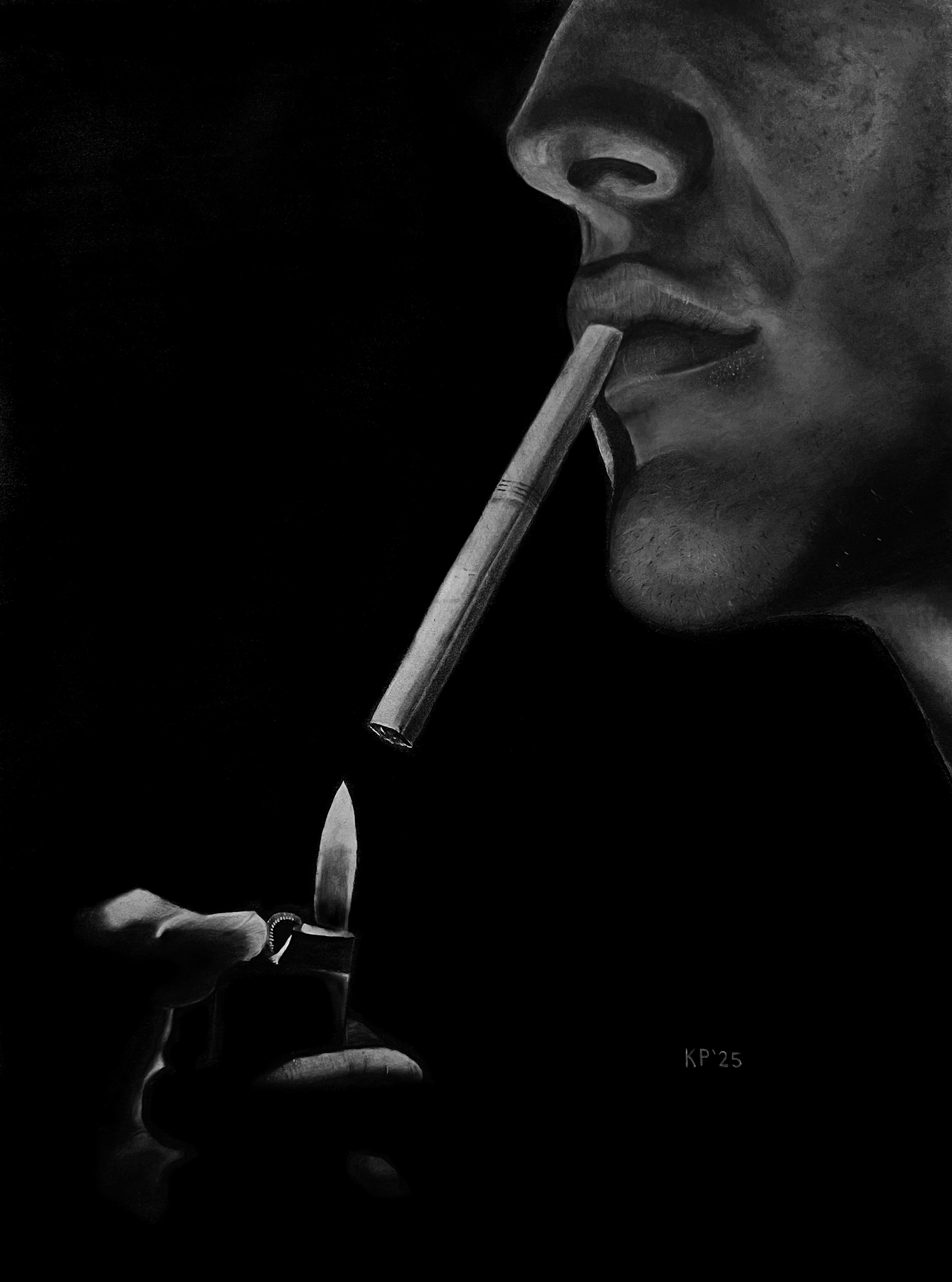 "Light in the Dark" | 2025 - Graphite on Paper