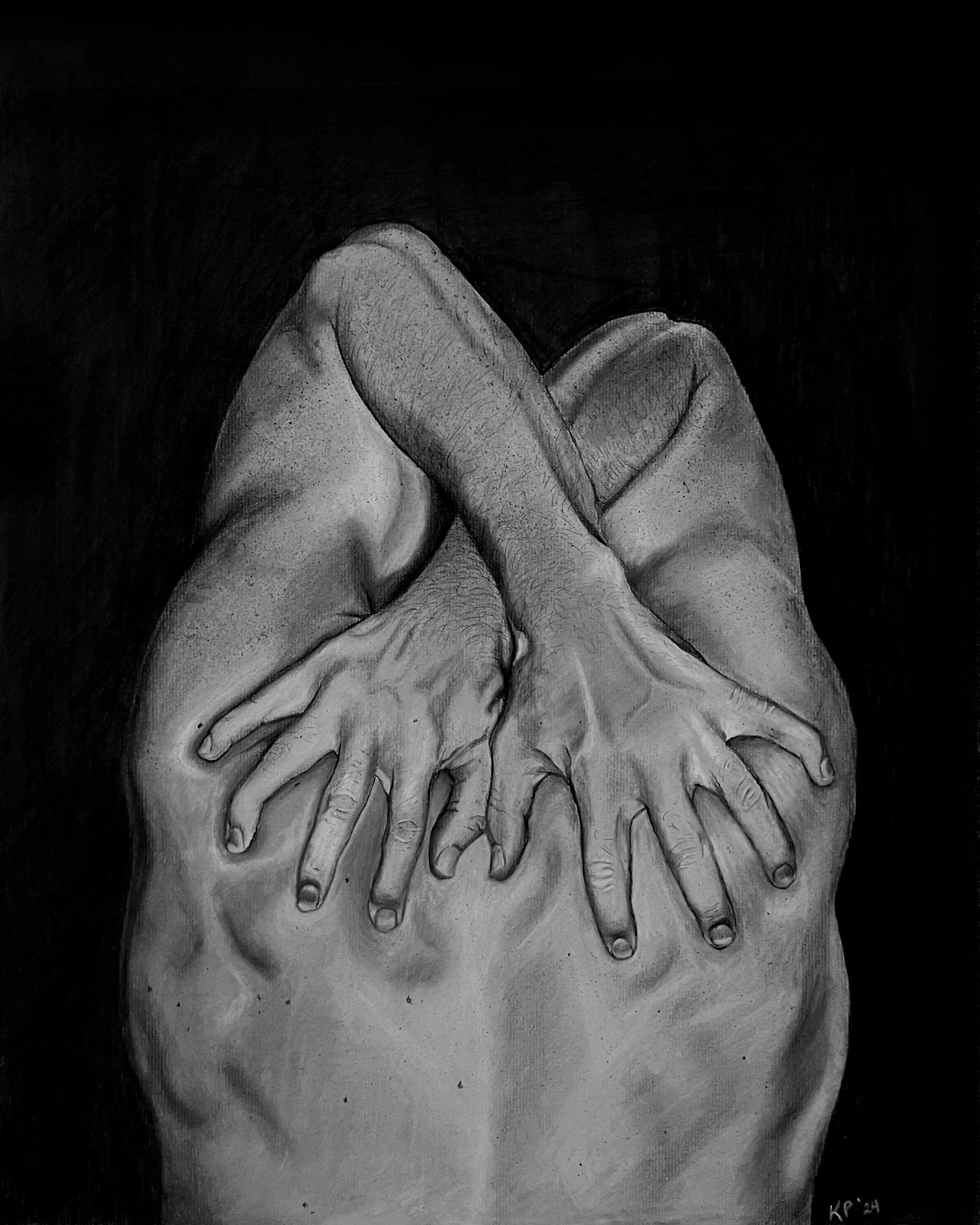 "Can't Quite Reach" | 2024 - Charcoal on Paper