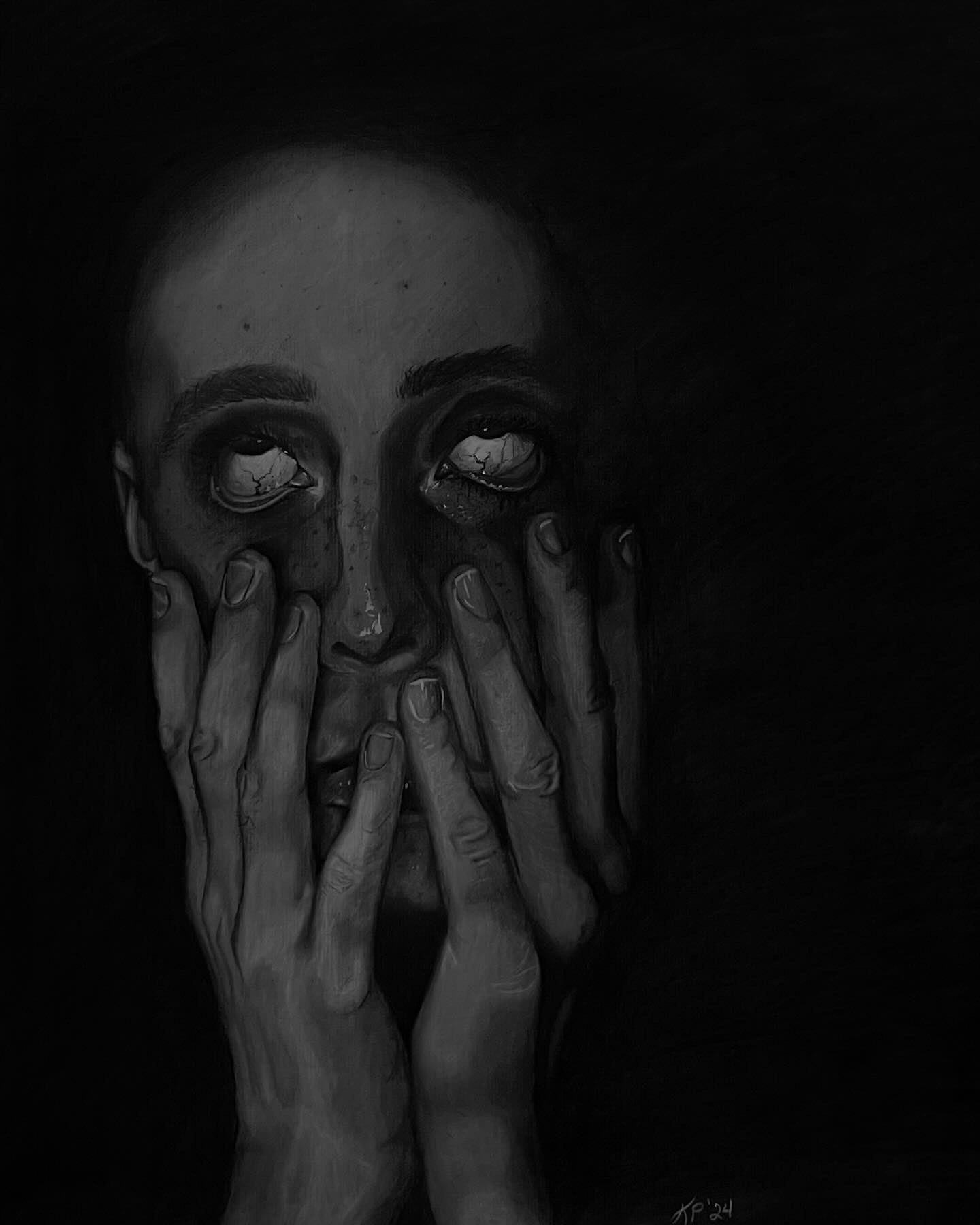 "Feeling Dreadful" | 2024 - Charcoal on Paper