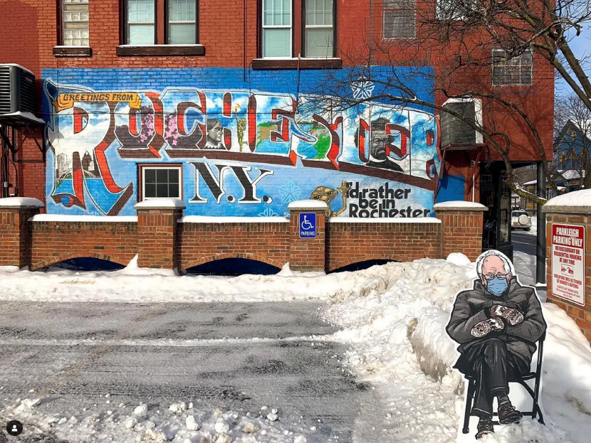 Full Sized Bernie Sanders Standees given to Photographers to have fun putting around the city to spread the love
