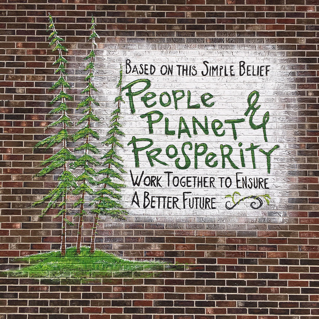 Typography Mural with 3 businesses under one roof.