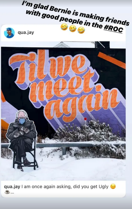Full Sized Bernie Sanders Standees given to Photographers to have fun putting around the city to spread the love