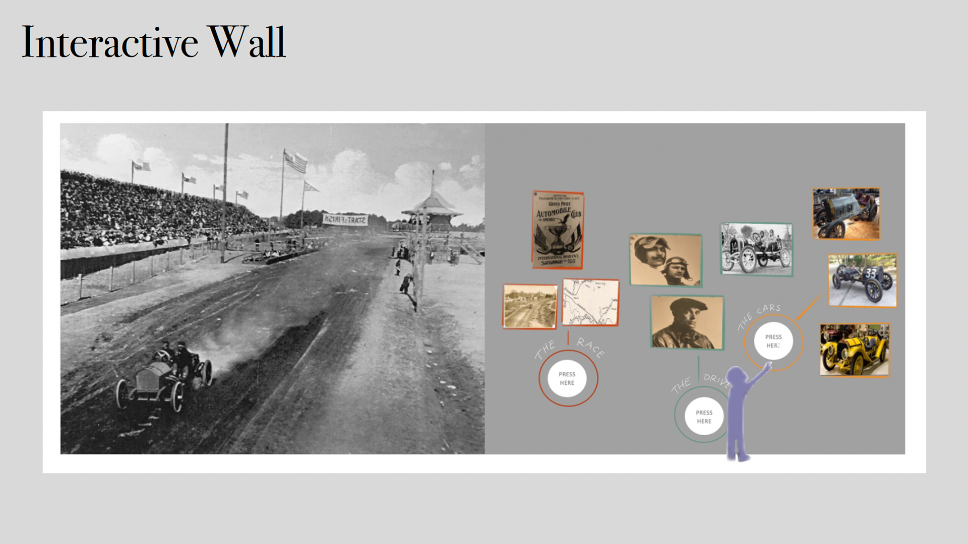 An interactive wall that would have a touchscreen for people to learn about the Savannah Great Races