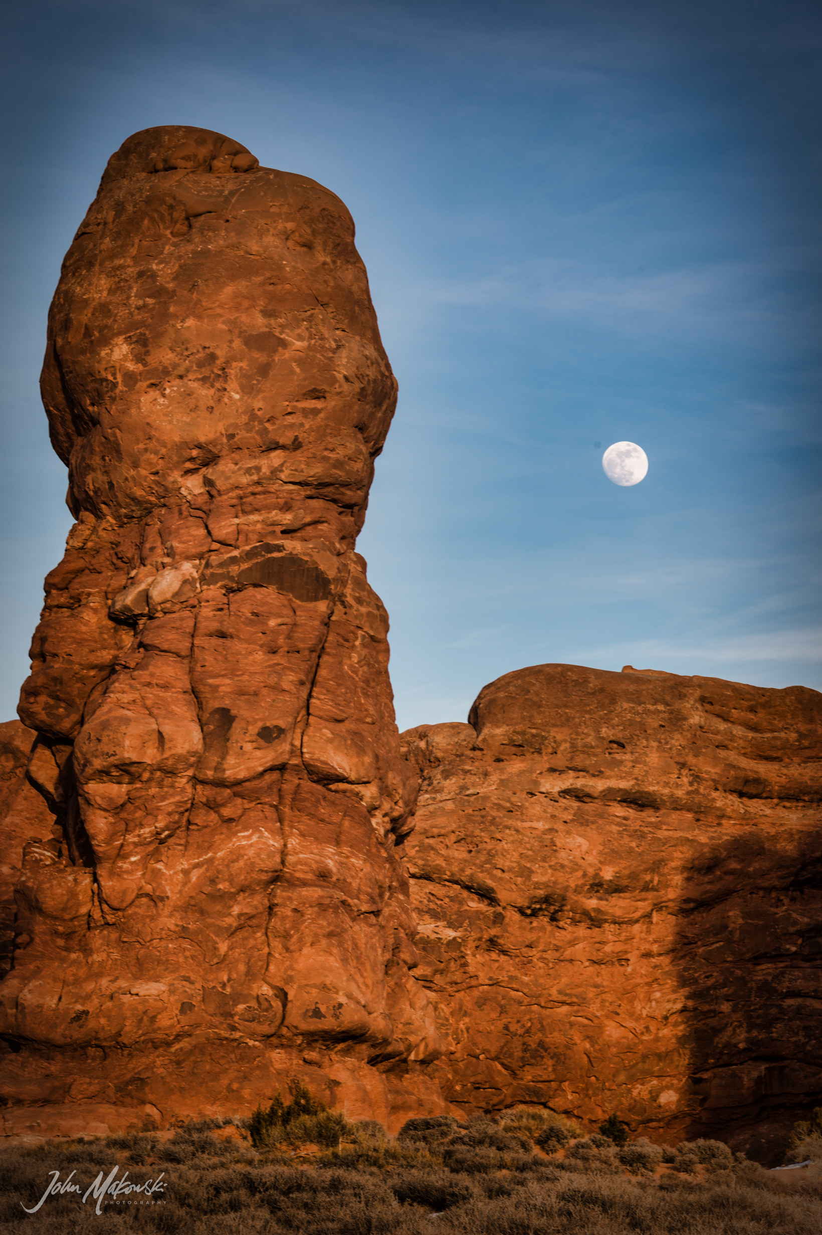 Full Moon Rising over Windows Area, Arches National Park, Utah
